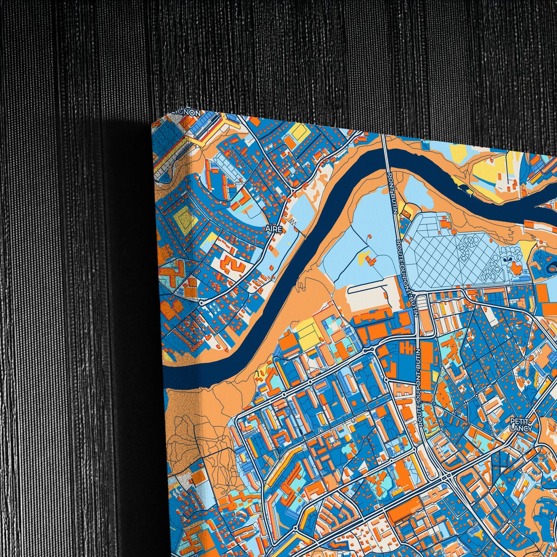 Lancy Switzerland Colorful City Map Canvas Print Detail