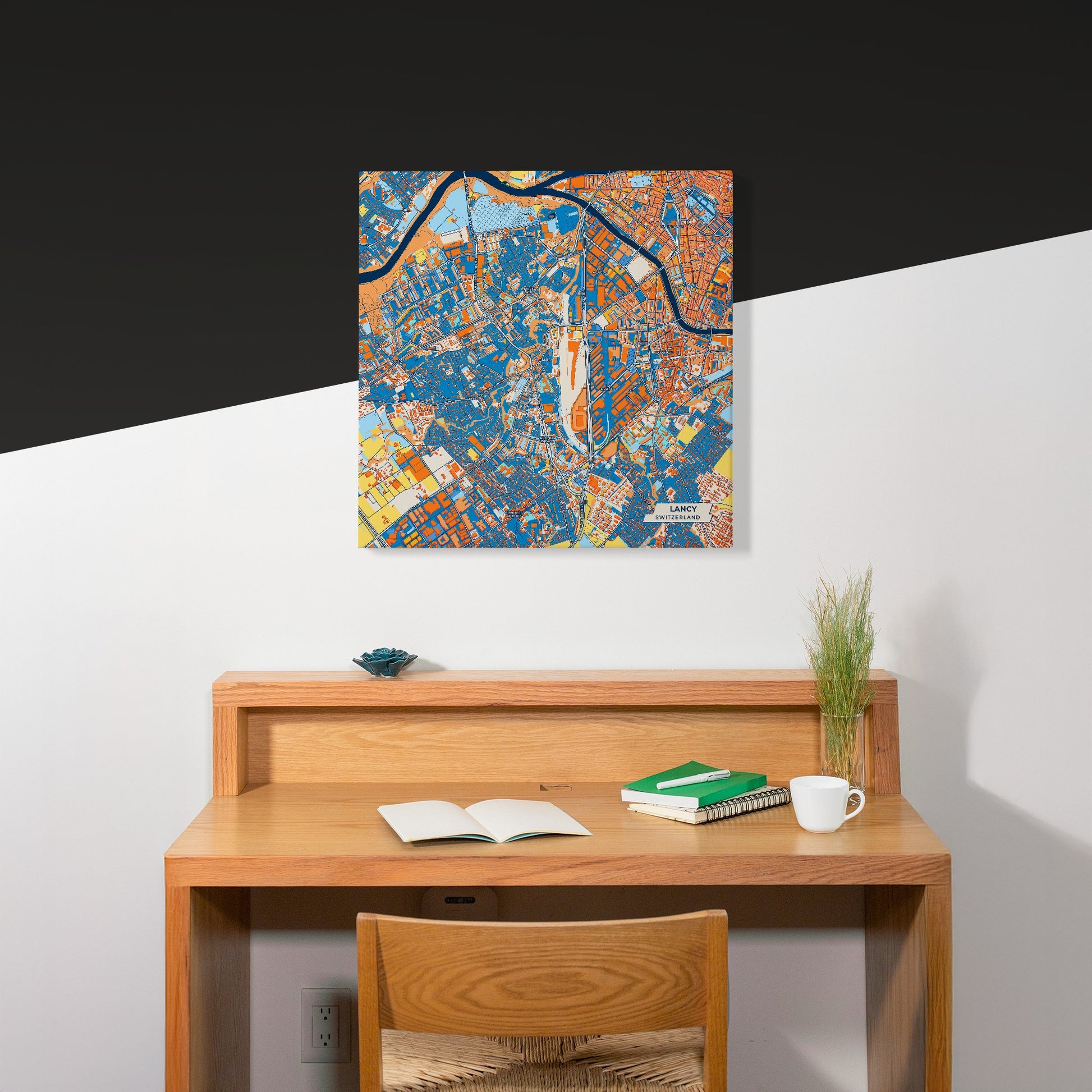 Lancy Switzerland Colorful City Map Canvas Print Scene