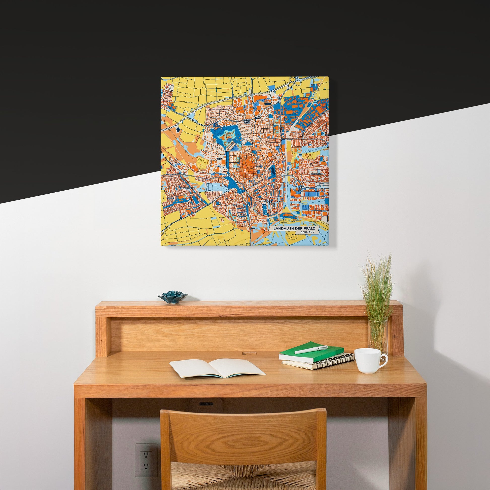 Landau In Der Pfalz Germany Colorful City Map Canvas Print Scene