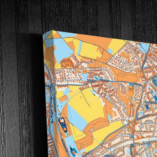 Landgraaf Netherlands Colorful City Map Canvas Print Detail