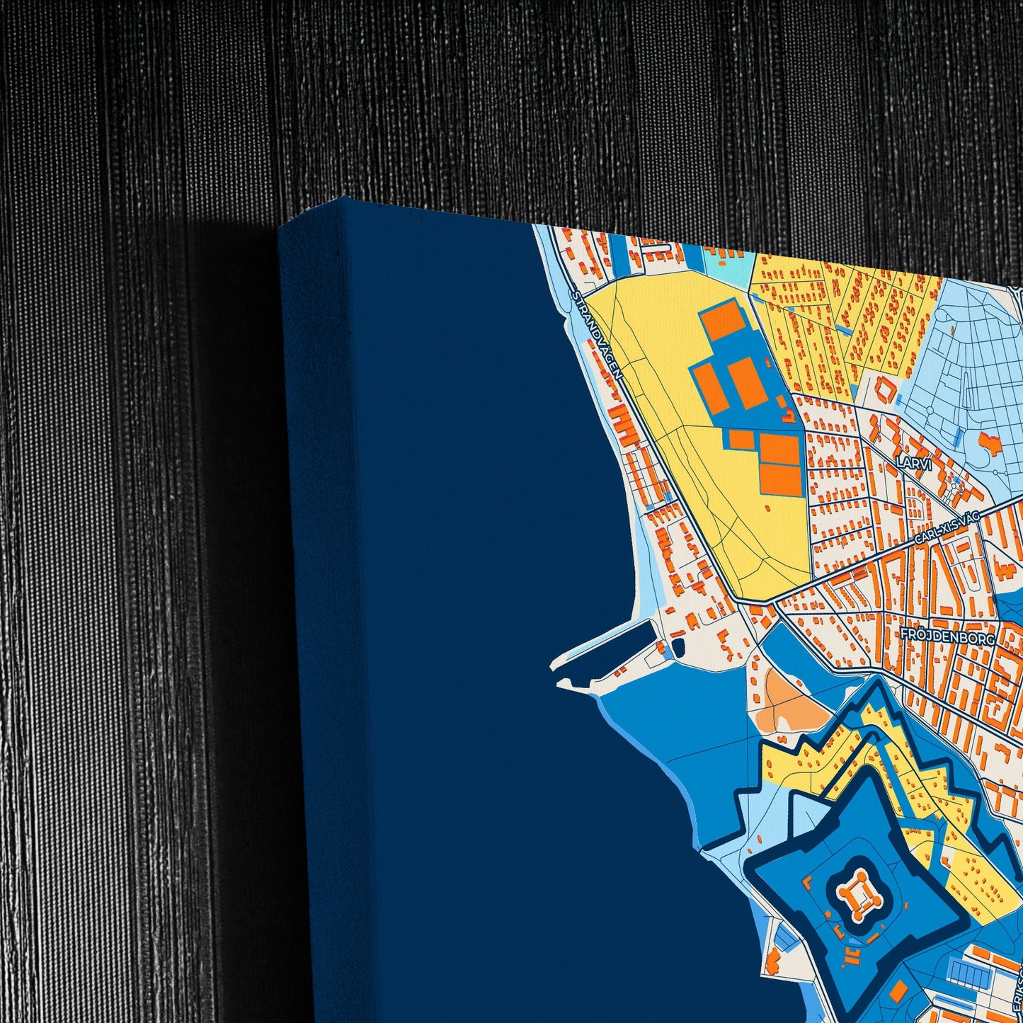 Landskrona Sweden Colorful City Map Canvas Print Detail