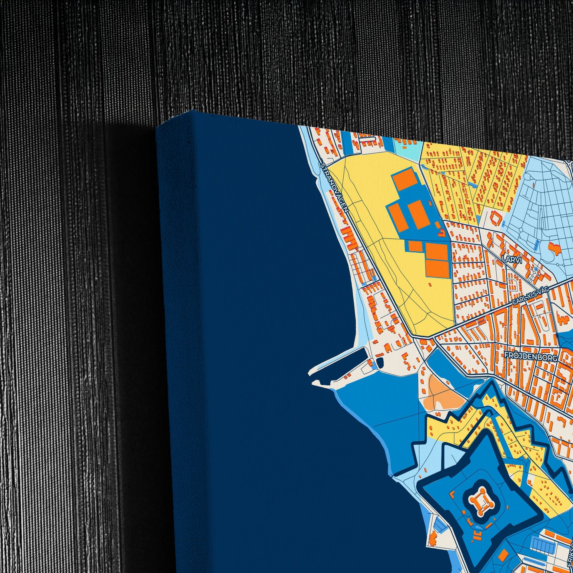 Landskrona Sweden Colorful City Map Canvas Print Detail