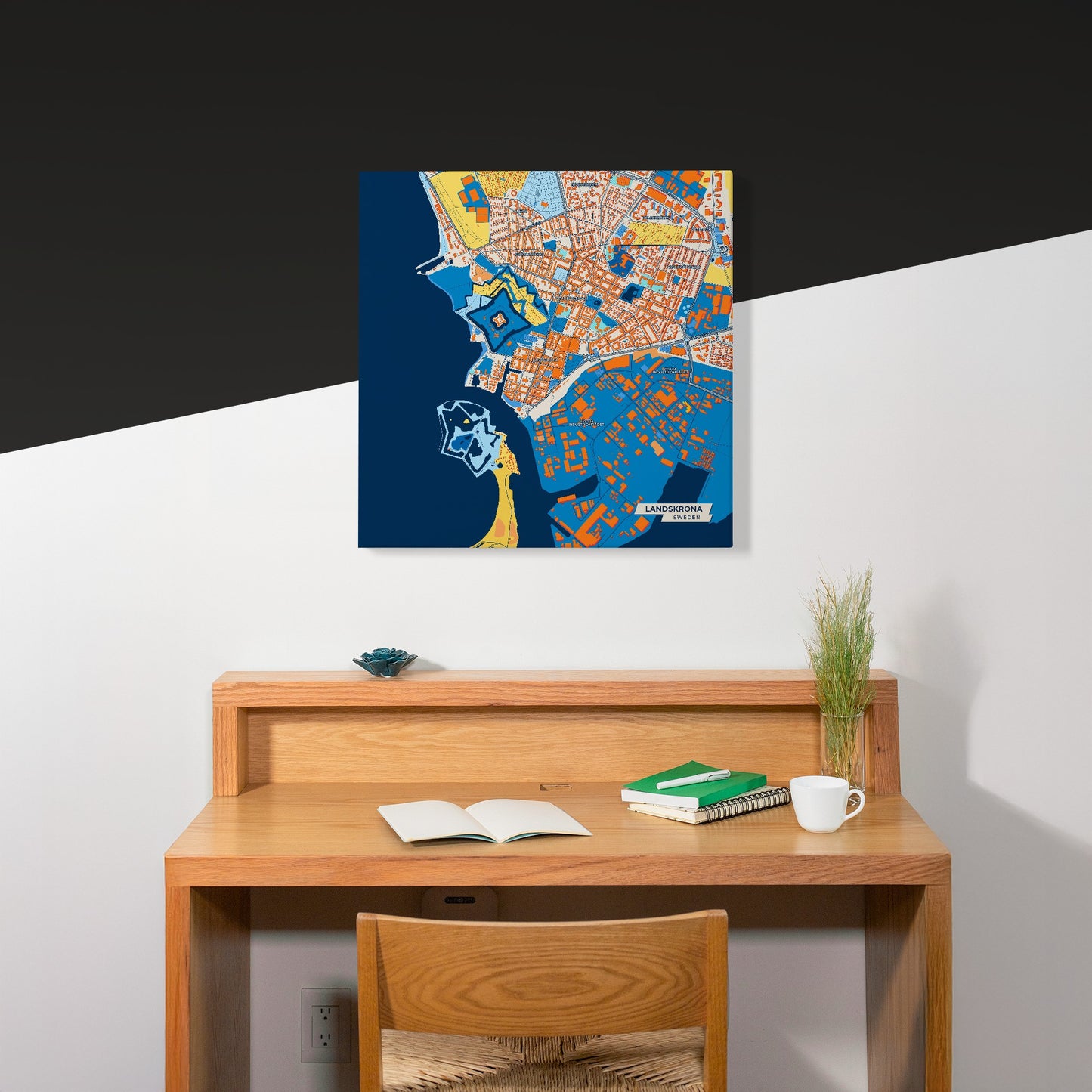 Landskrona Sweden Colorful City Map Canvas Print Scene