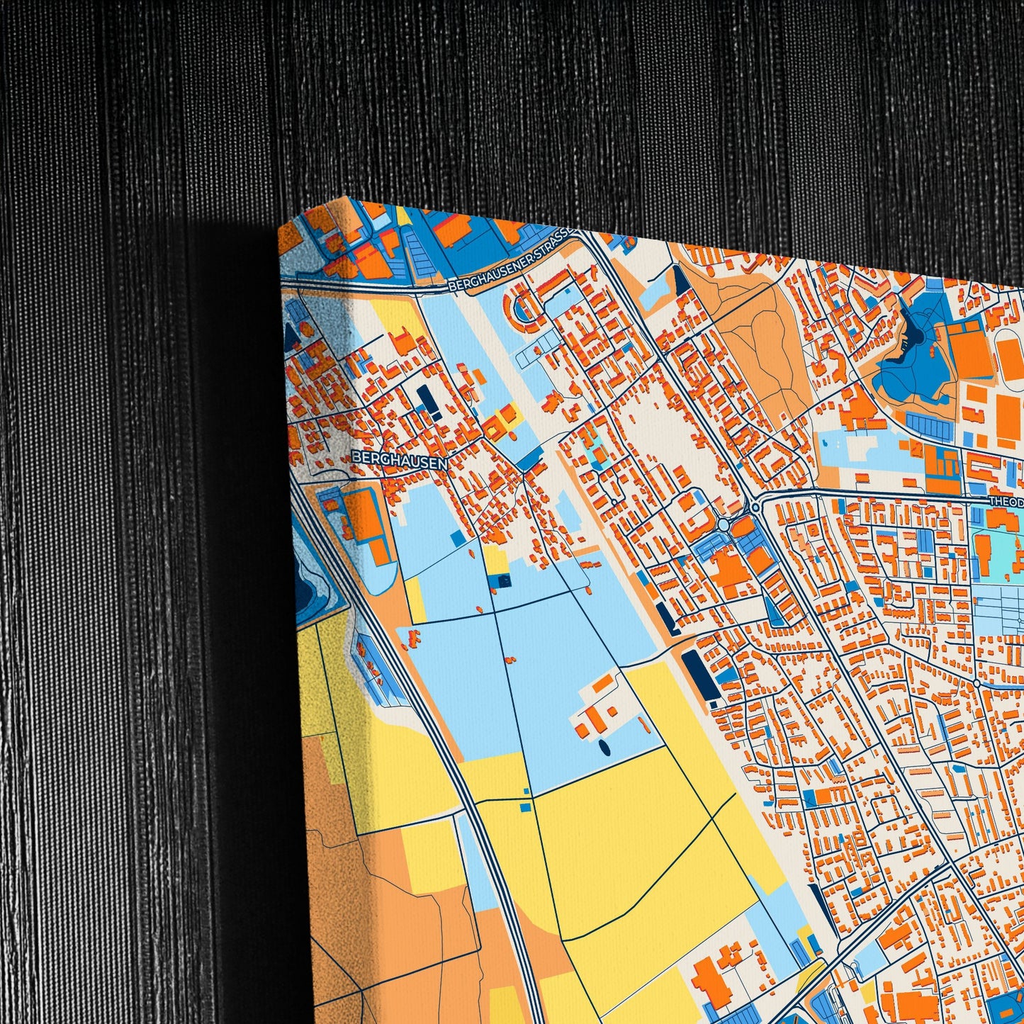 Langenfeld (Rheinland) Germany Colorful City Map Canvas Print Detail