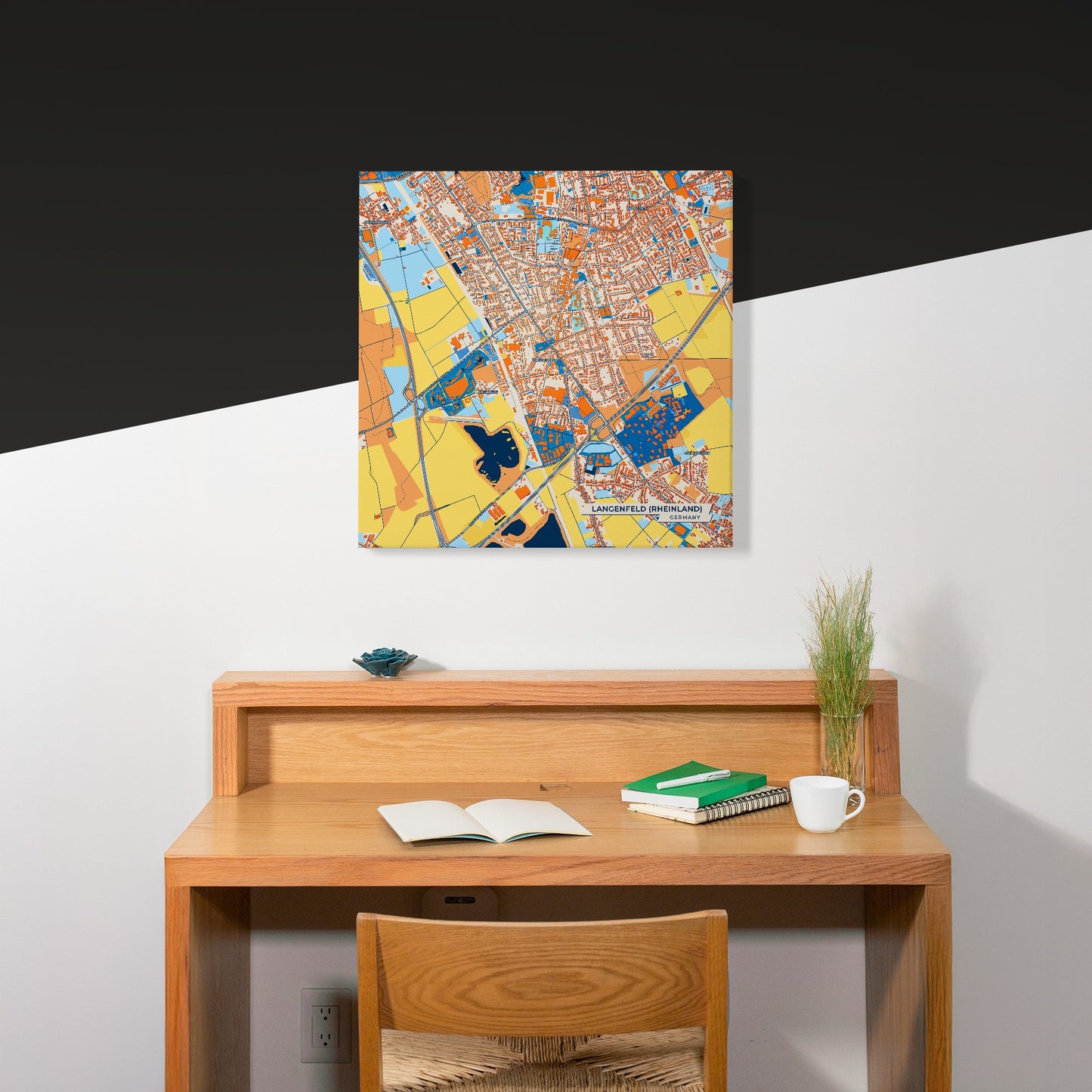 Langenfeld (Rheinland) Germany Colorful City Map Canvas Print Scene