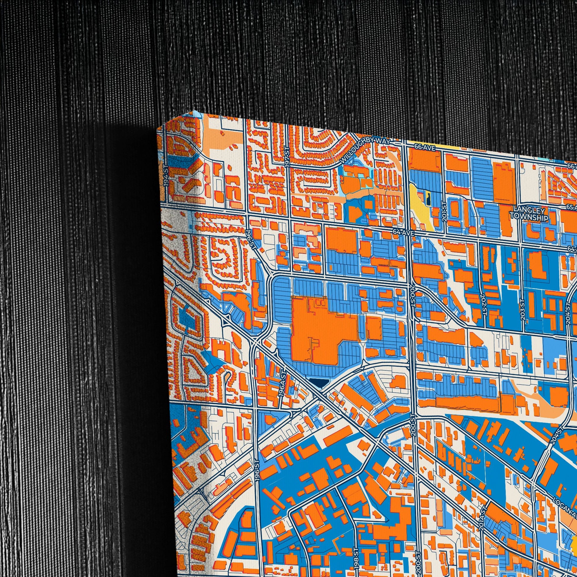 Langley Canada Colorful City Map Canvas Print Detail