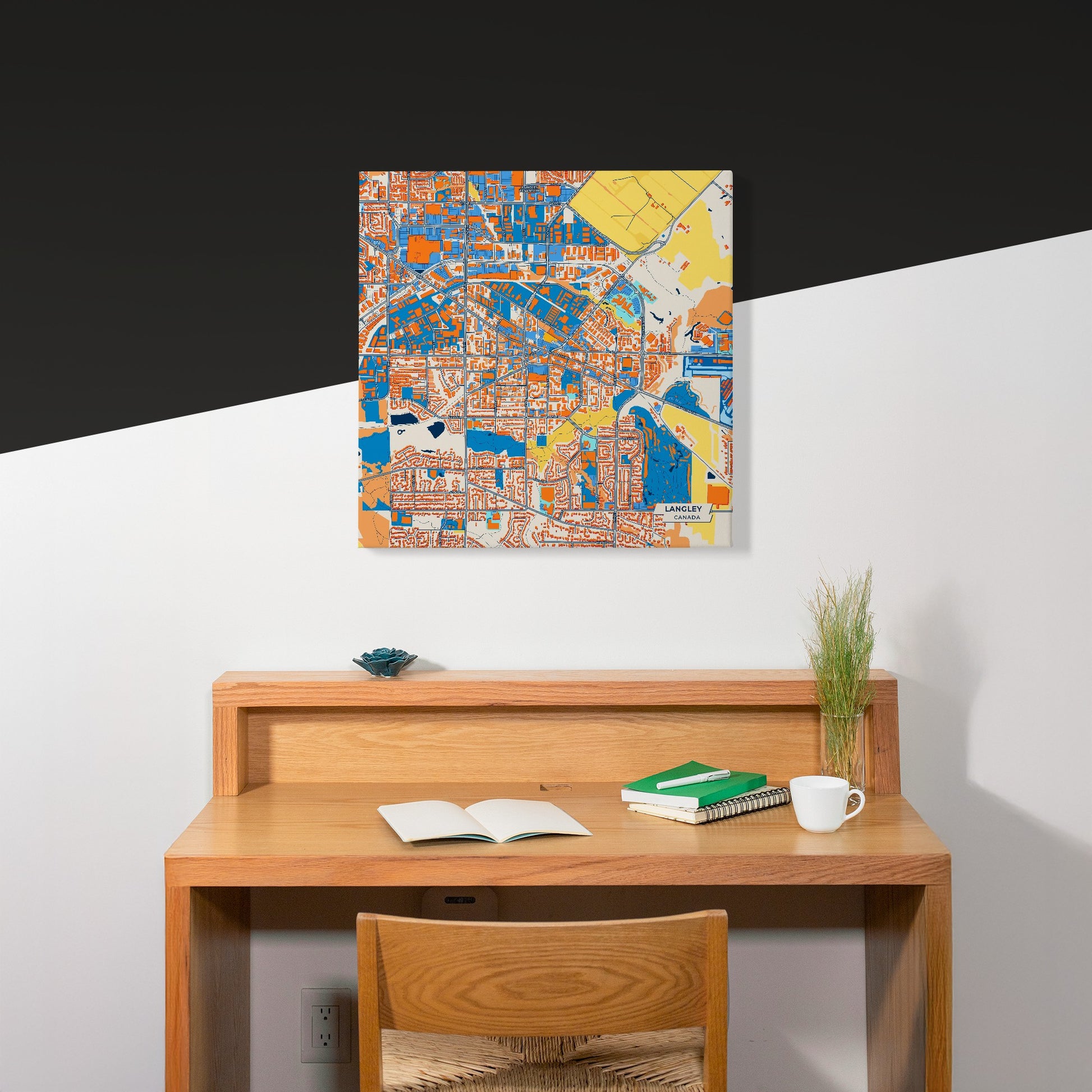 Langley Canada Colorful City Map Canvas Print Scene