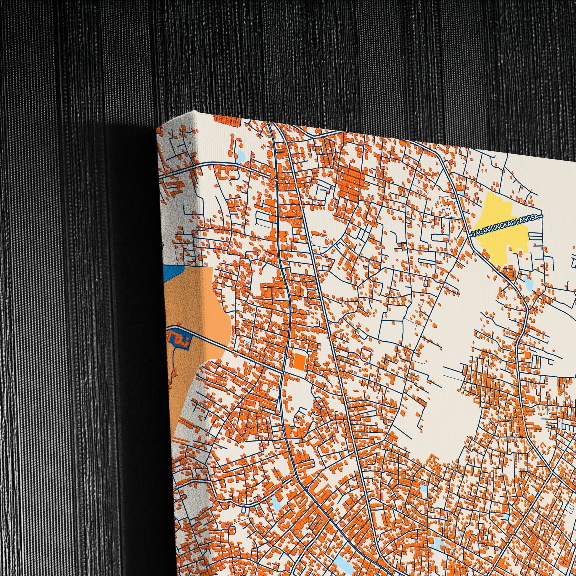 Langsa Indonesia Colorful City Map Canvas Print Detail