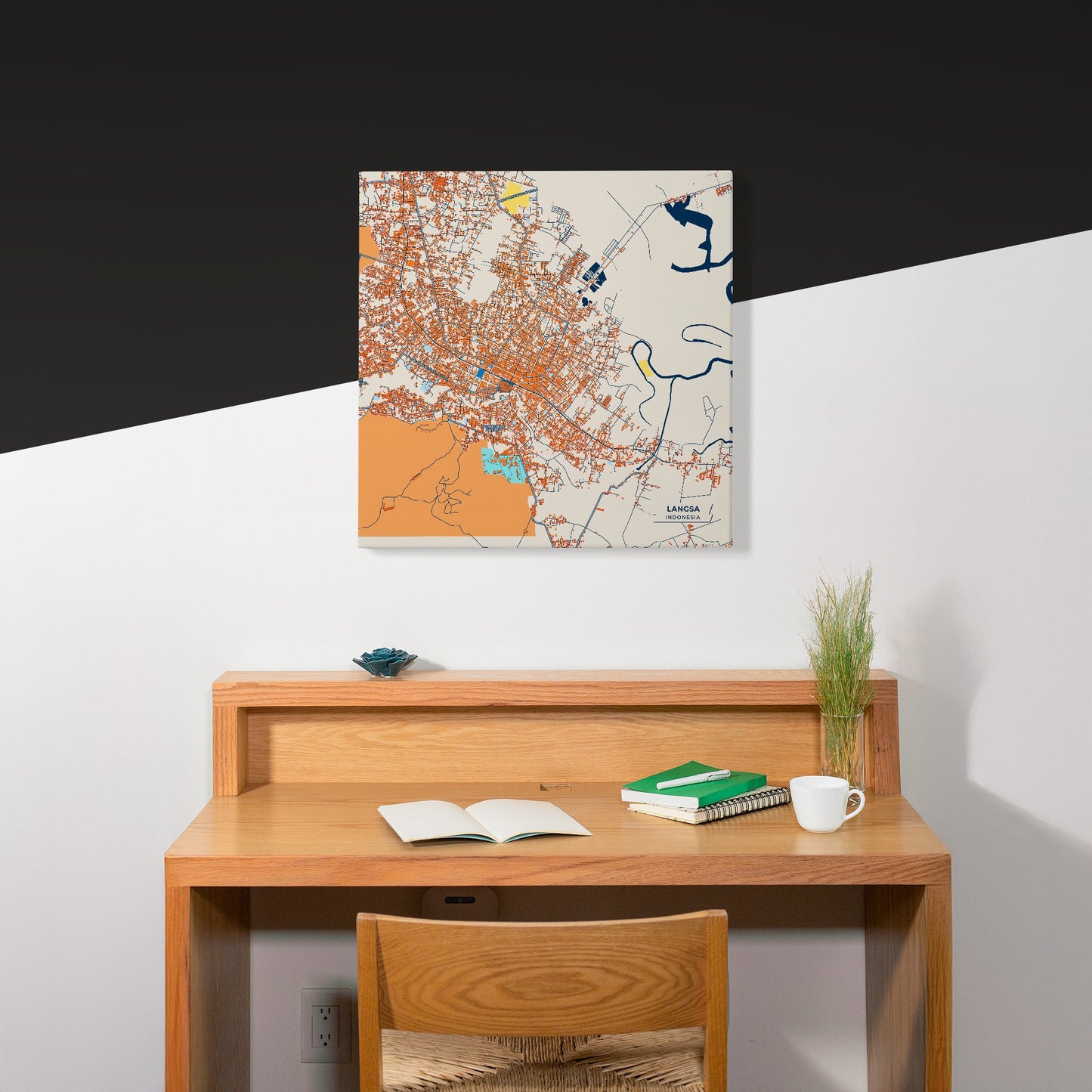 Langsa Indonesia Colorful City Map Canvas Print Scene