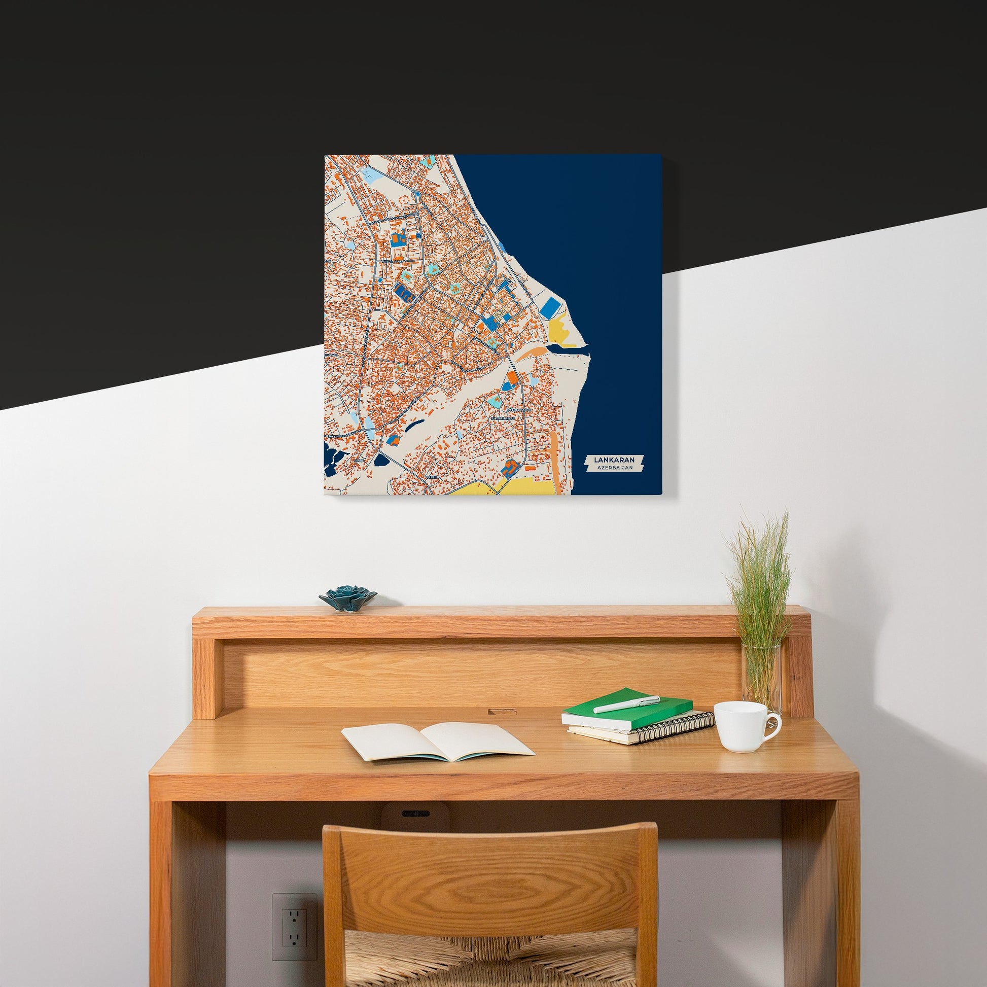 Lankaran Azerbaijan Colorful City Map Canvas Print Scene