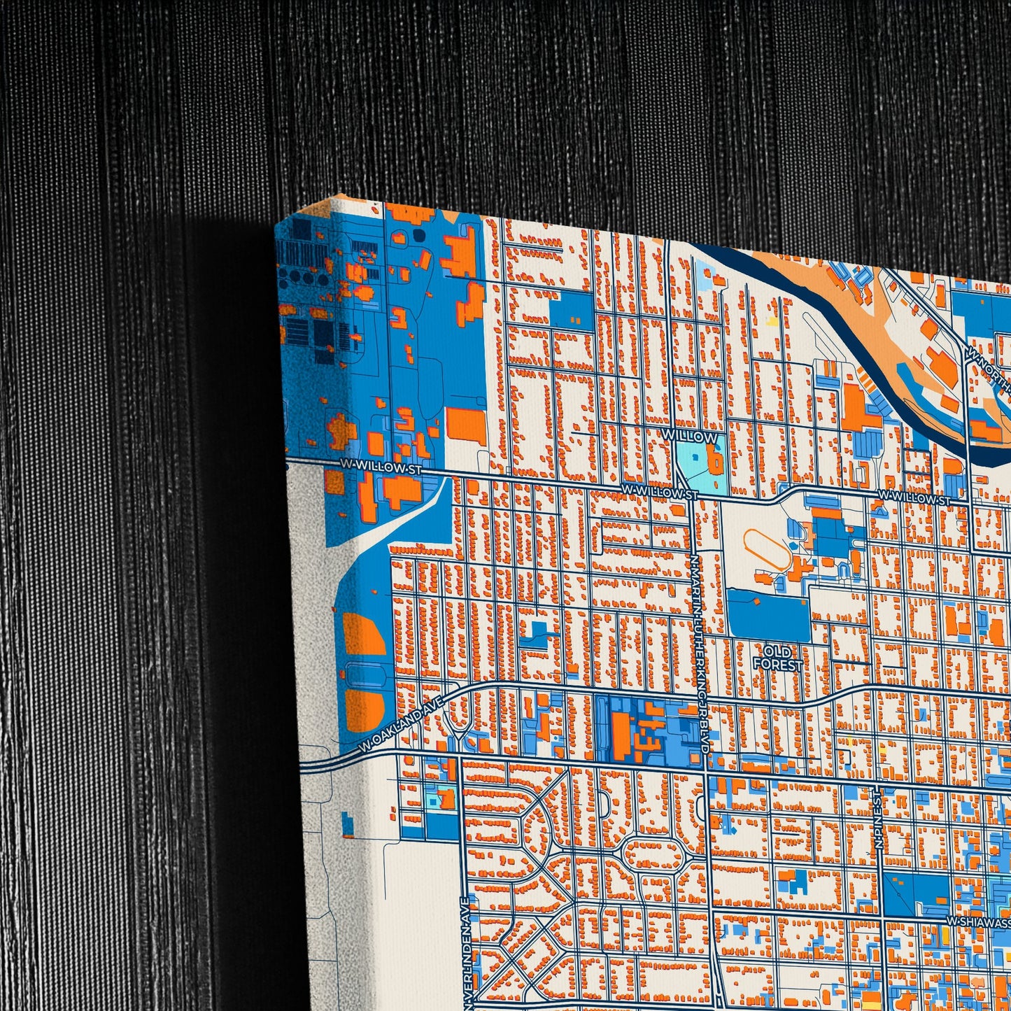 Lansing Michigan Colorful City Map Canvas Print Detail