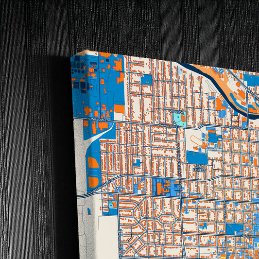 Lansing Michigan Colorful City Map Canvas Print Detail