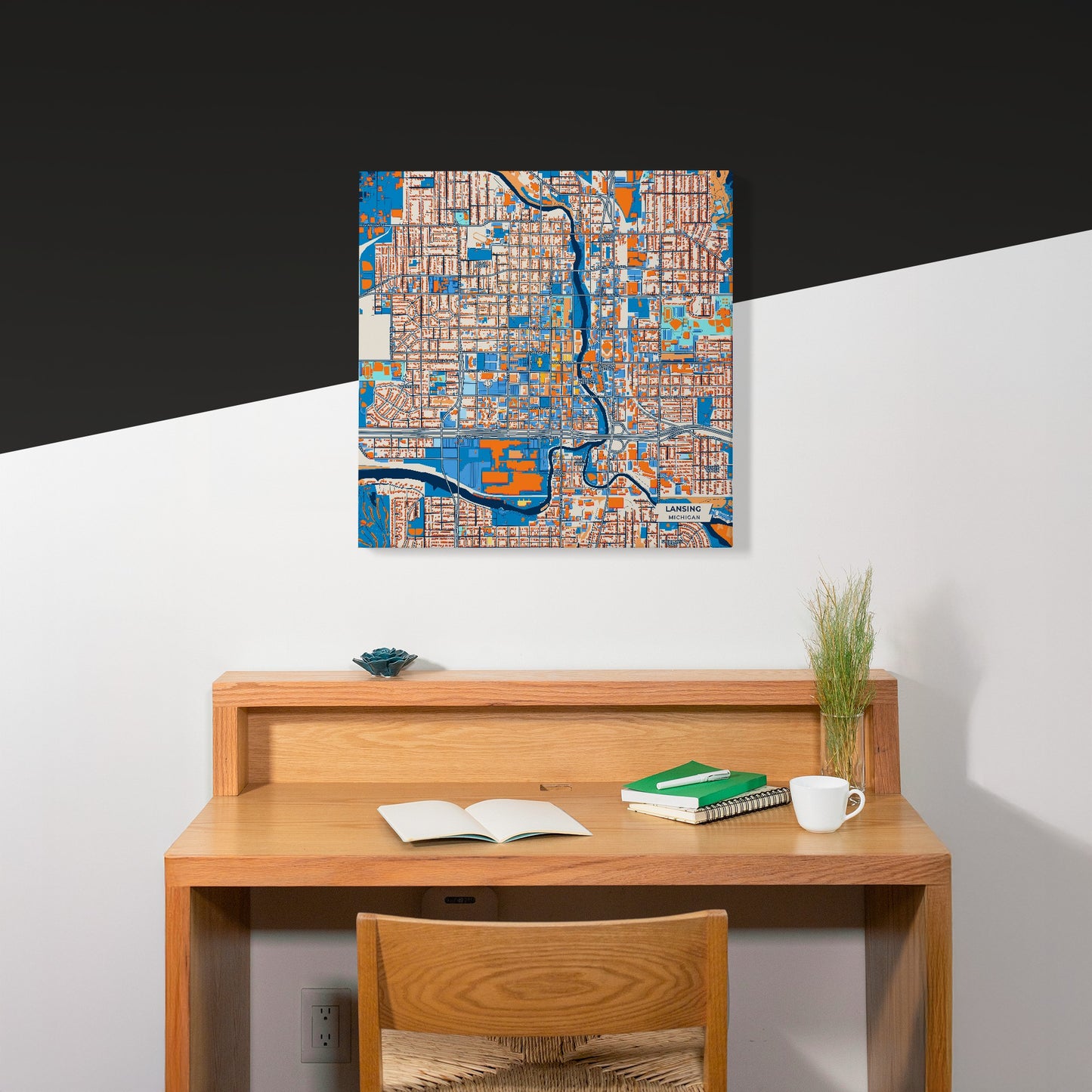 Lansing Michigan Colorful City Map Canvas Print Scene