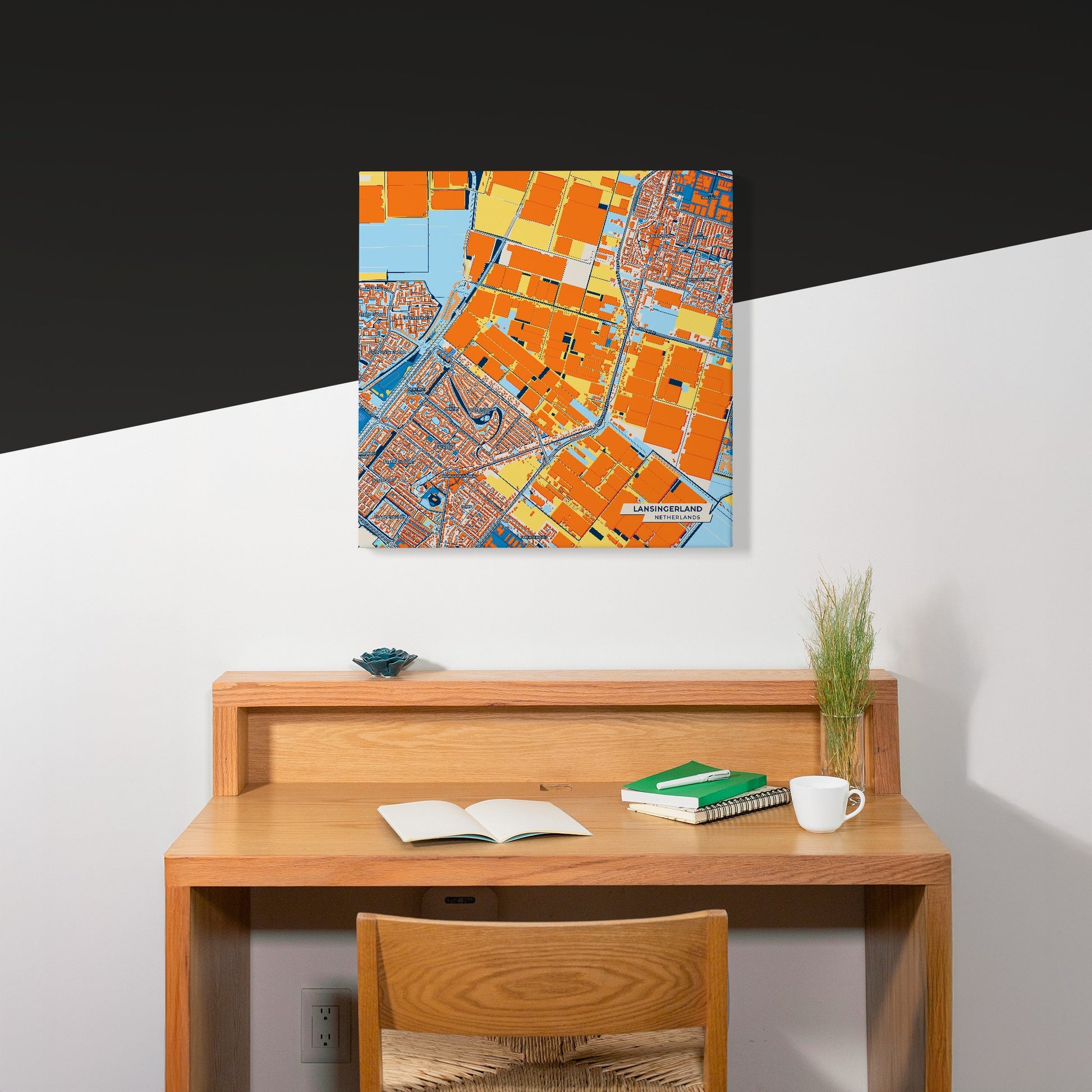 Lansingerland Netherlands Colorful City Map Canvas Print Scene