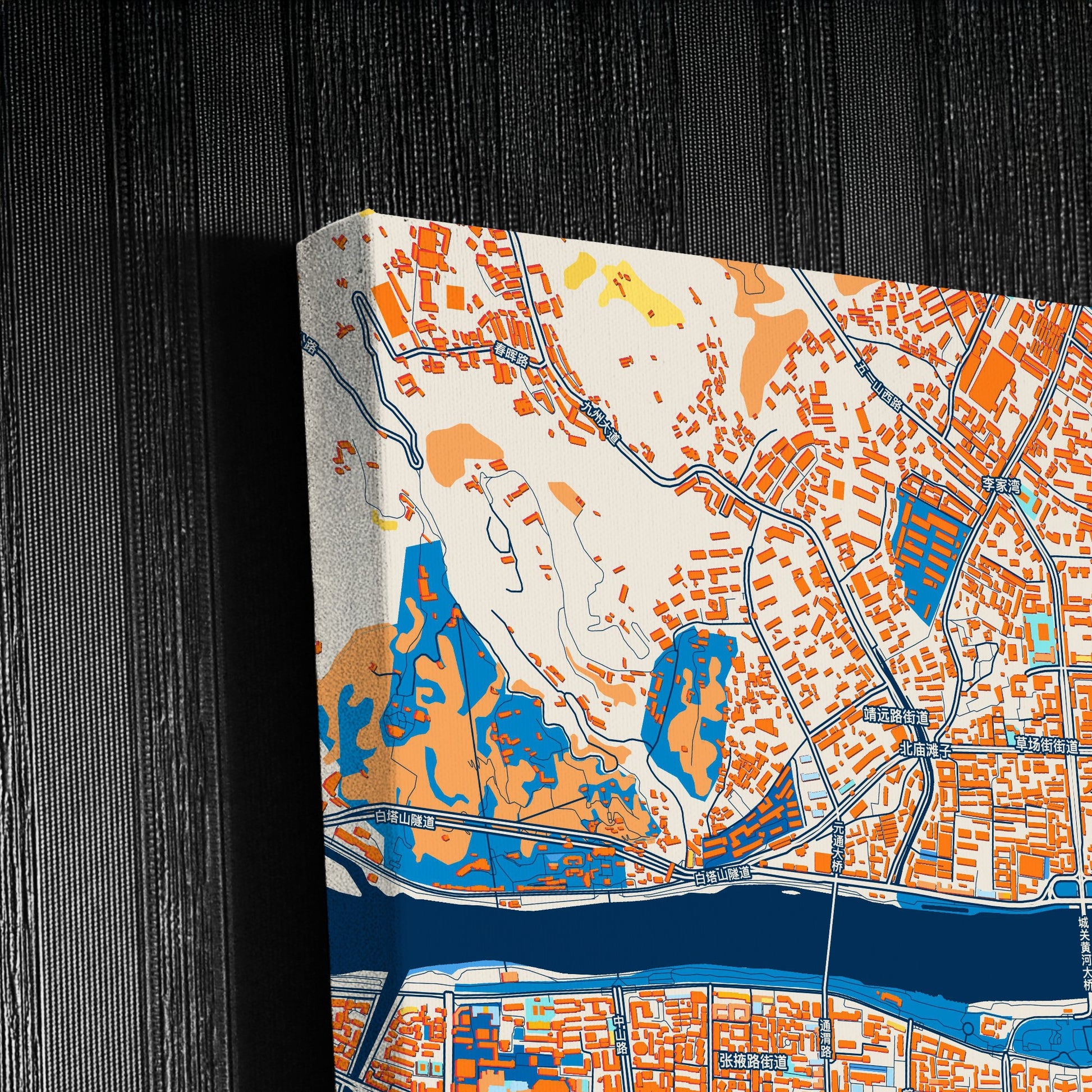 Lanzhou China Colorful City Map Canvas Print Detail
