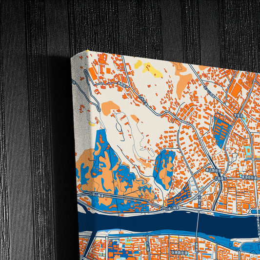 Lanzhou China Colorful City Map Canvas Print Detail