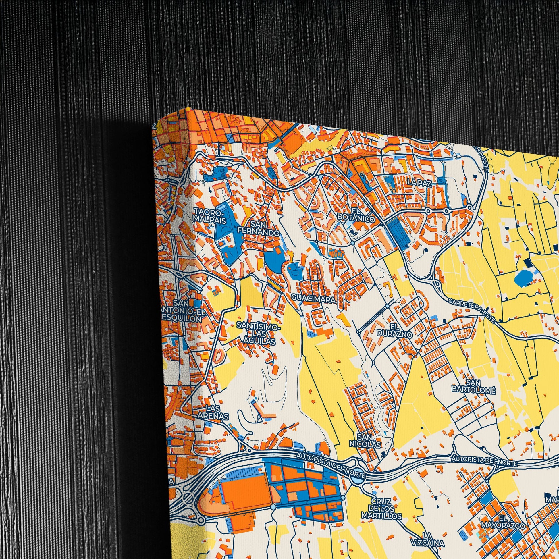 La Orotava Spain Colorful City Map Canvas Print Detail