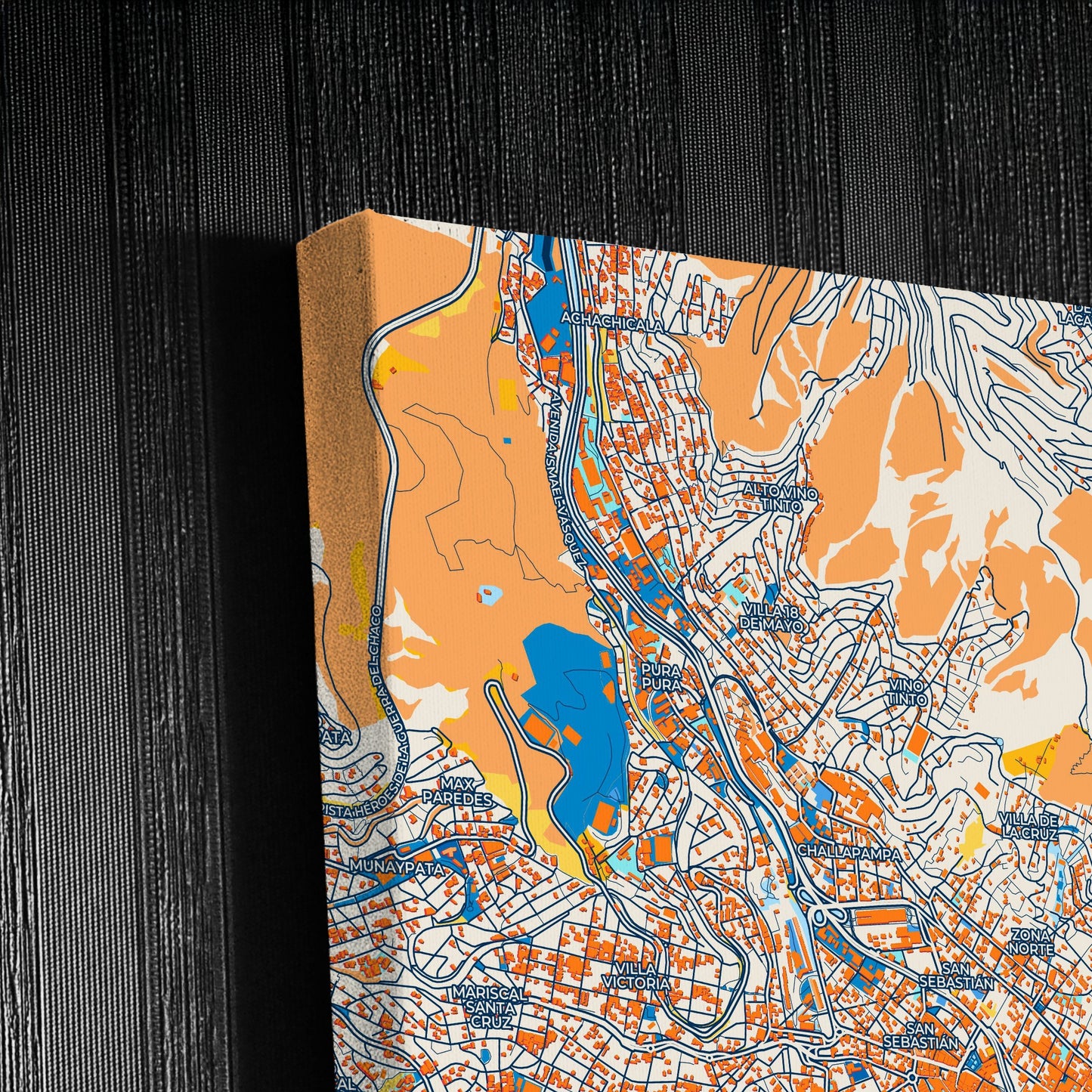 La Paz Bolivia Colorful City Map Canvas Print Detail