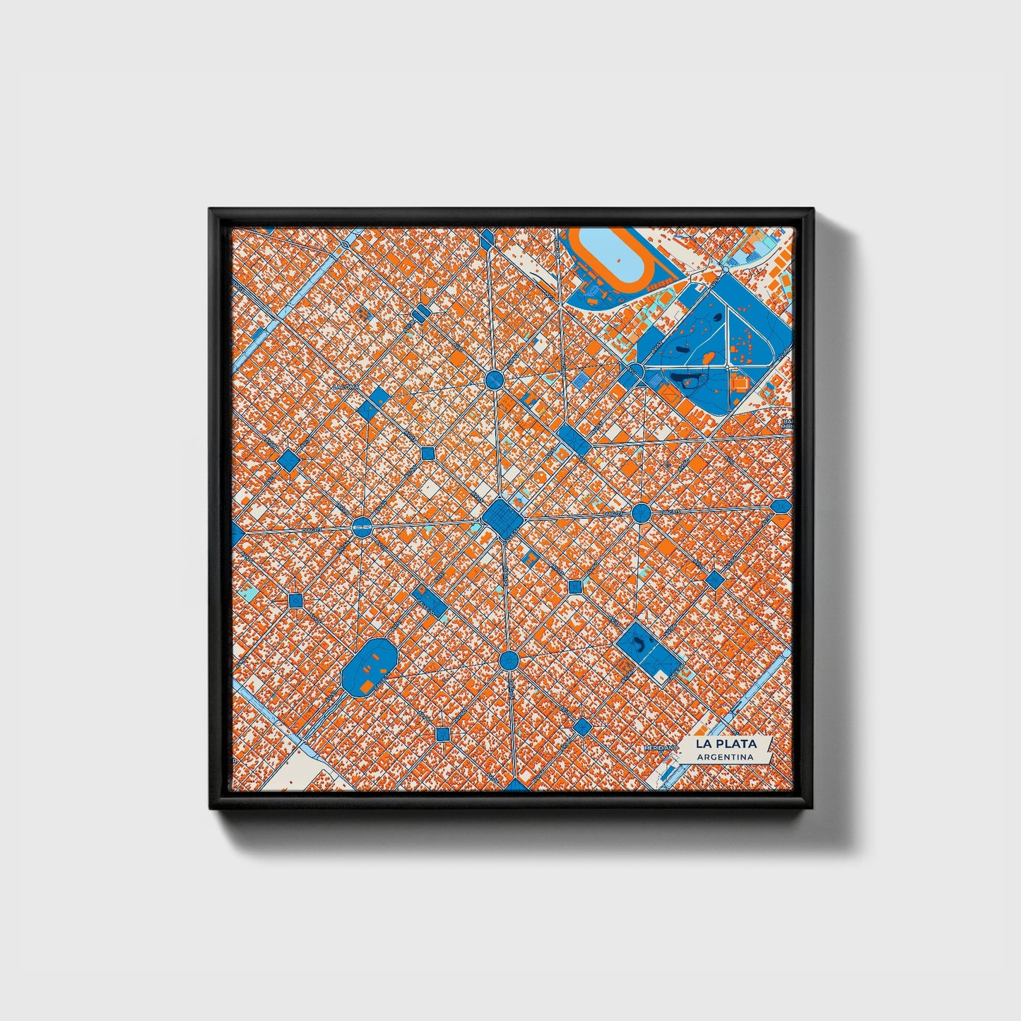 La Plata Argentina Colorful City Map Canvas Print • Black Framed