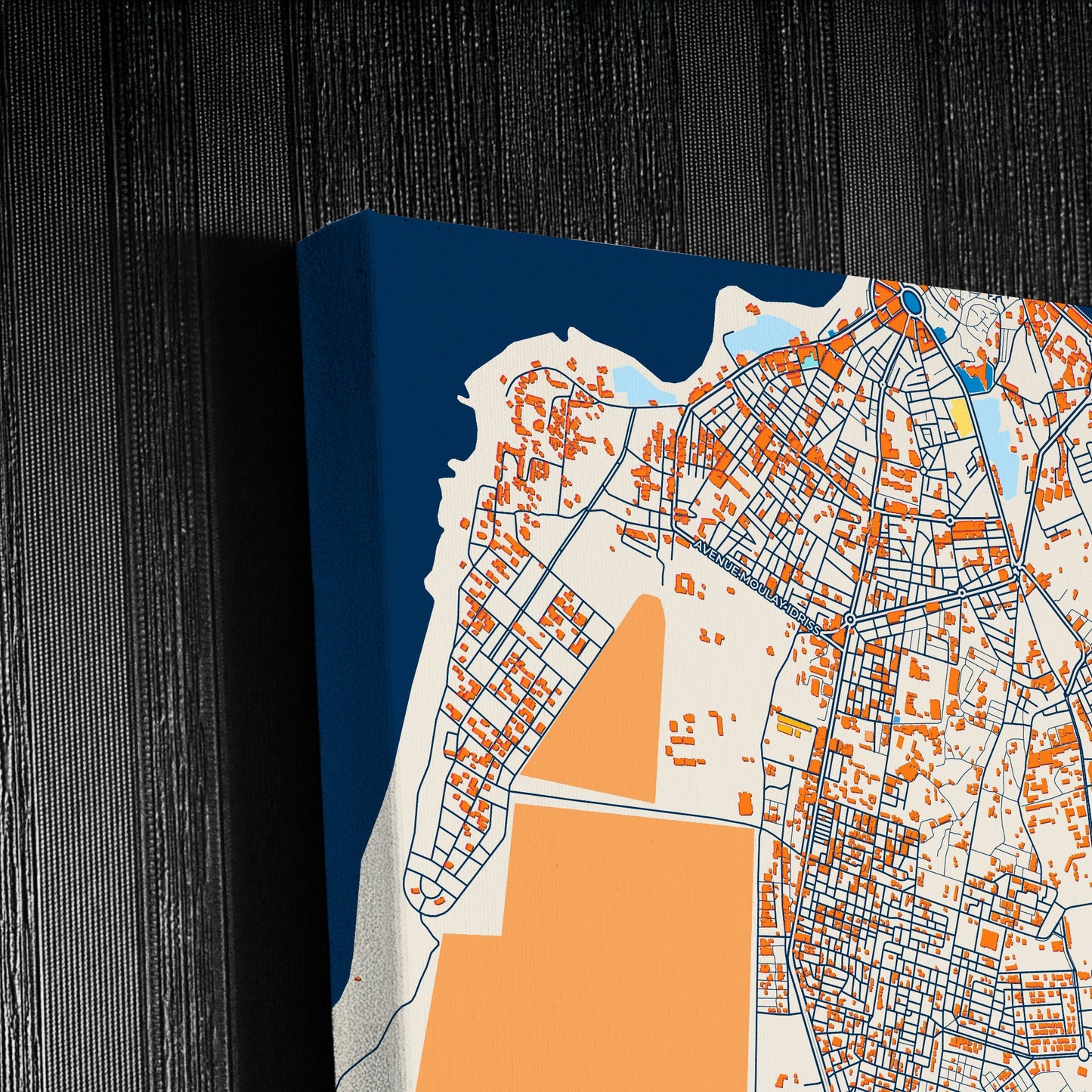 Larache Morocco Colorful City Map Canvas Print Detail