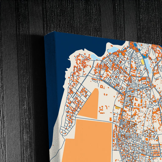 Larache Morocco Colorful City Map Canvas Print Detail