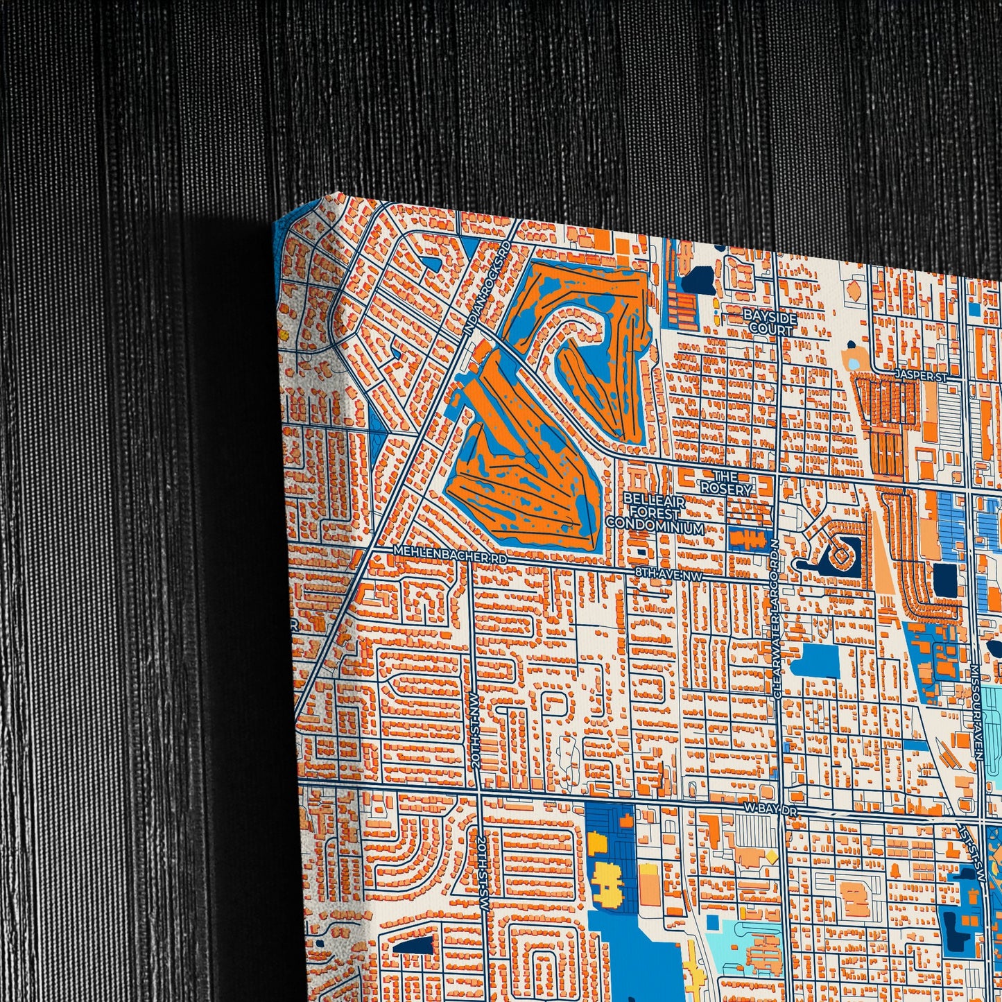 Largo Florida Colorful City Map Canvas Print Detail