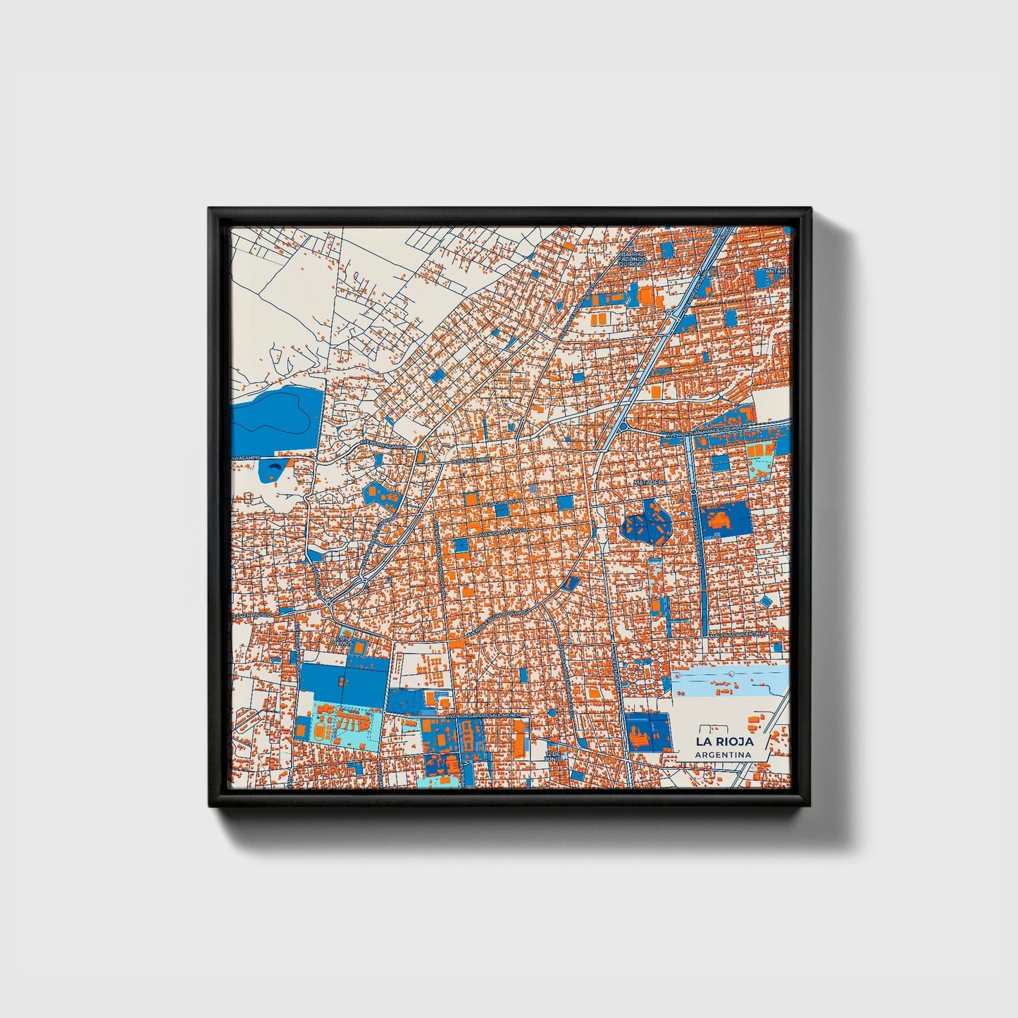 La Rioja Argentina Colorful City Map Canvas Print • Black Framed