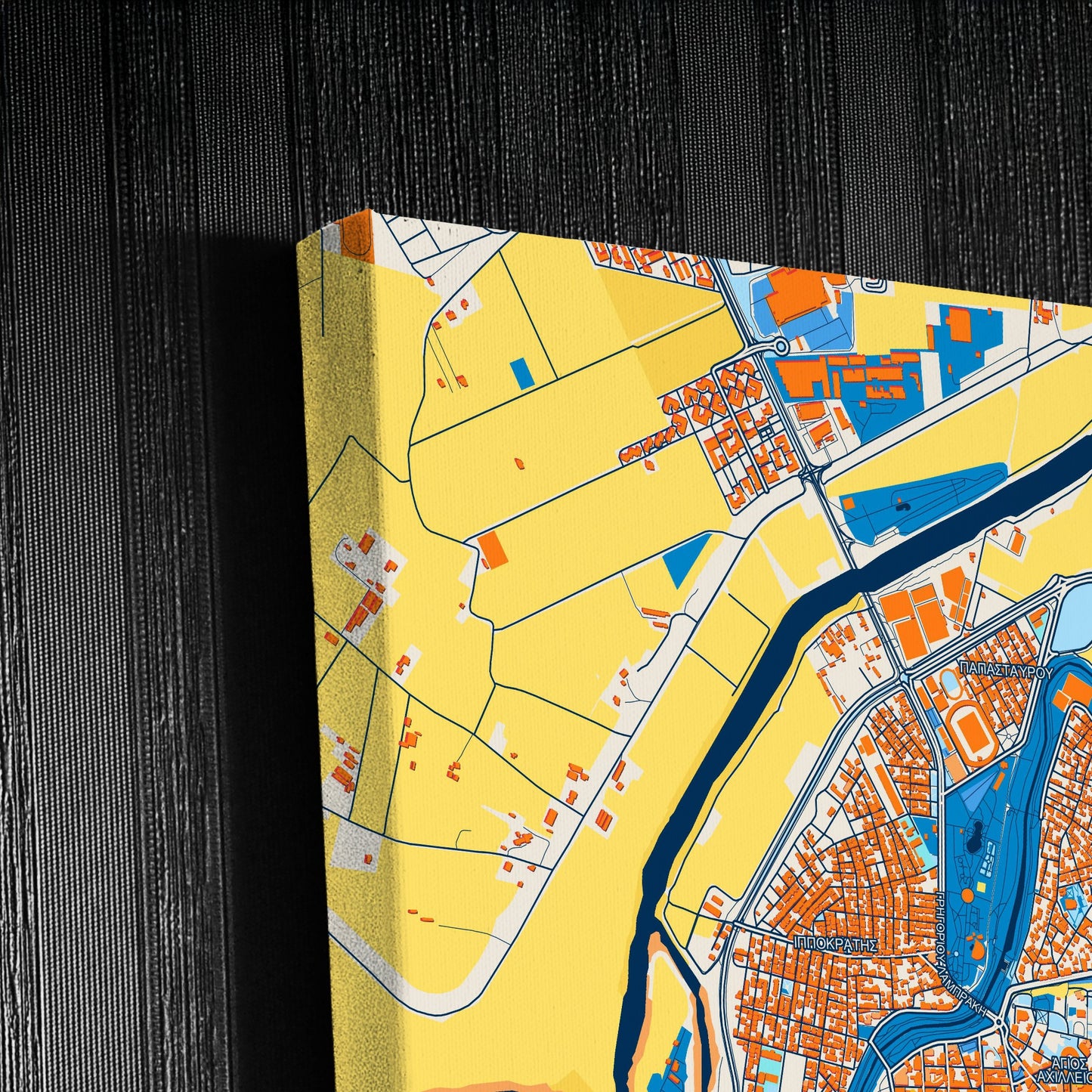 Λαρισα Greece Colorful City Map Canvas Print Detail