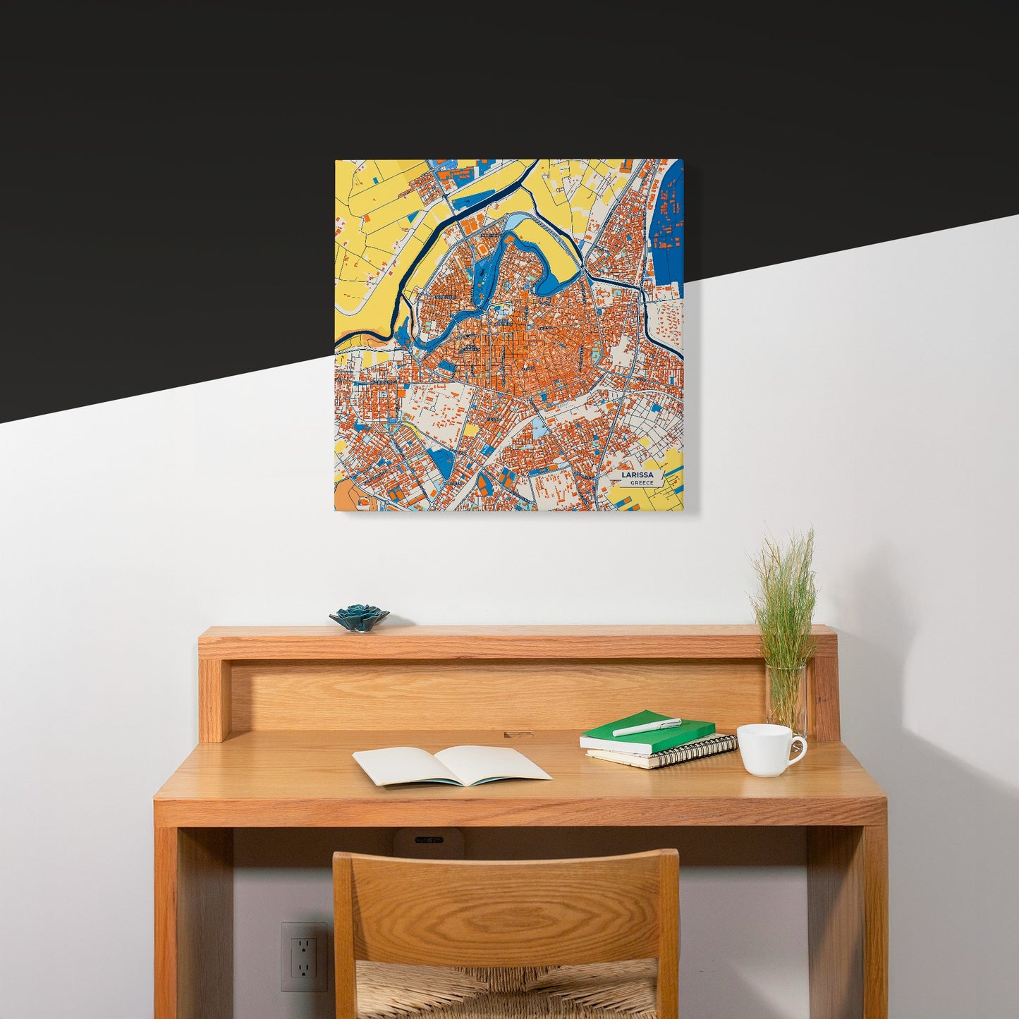 Λαρισα Greece Colorful City Map Canvas Print Scene