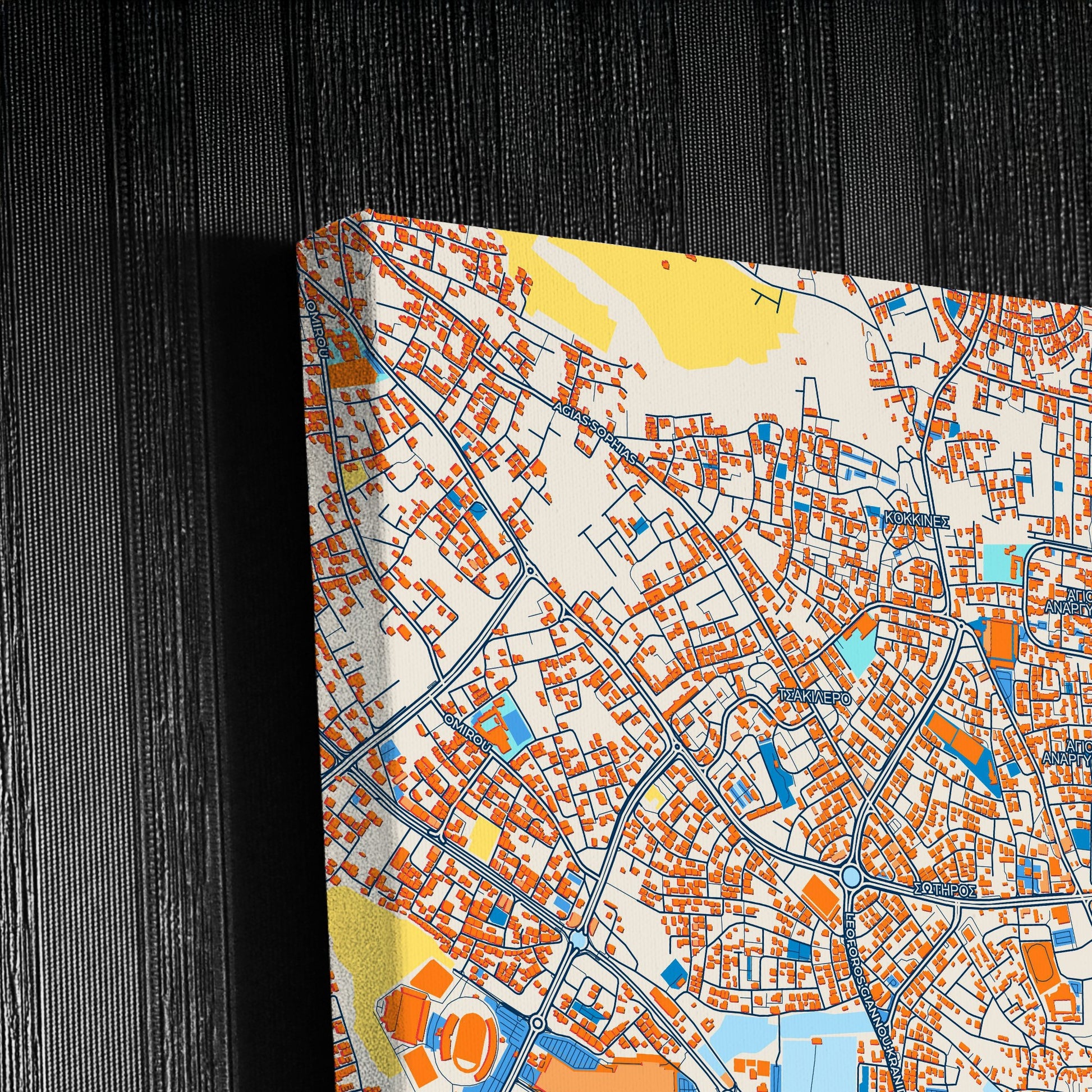 Larnaca   Cyprus Colorful City Map Canvas Print Detail