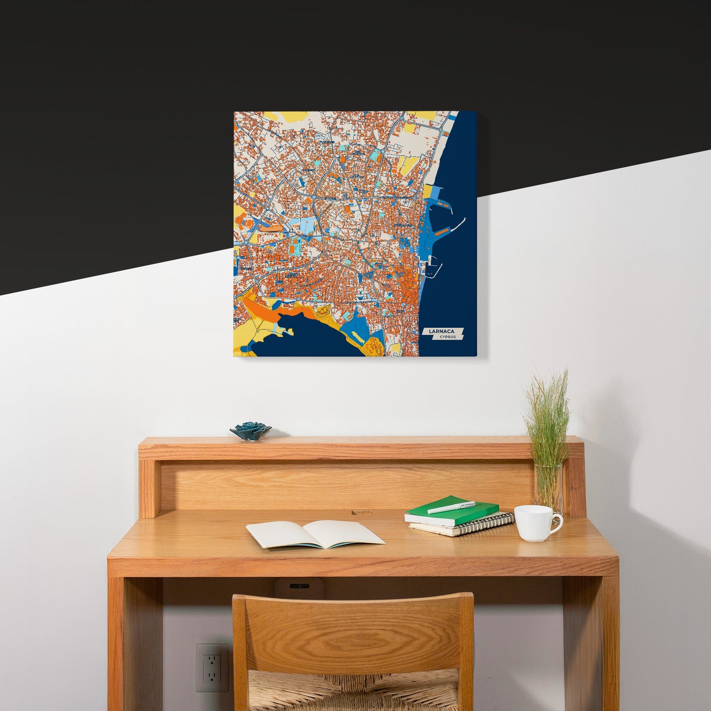 Larnaca   Cyprus Colorful City Map Canvas Print Scene
