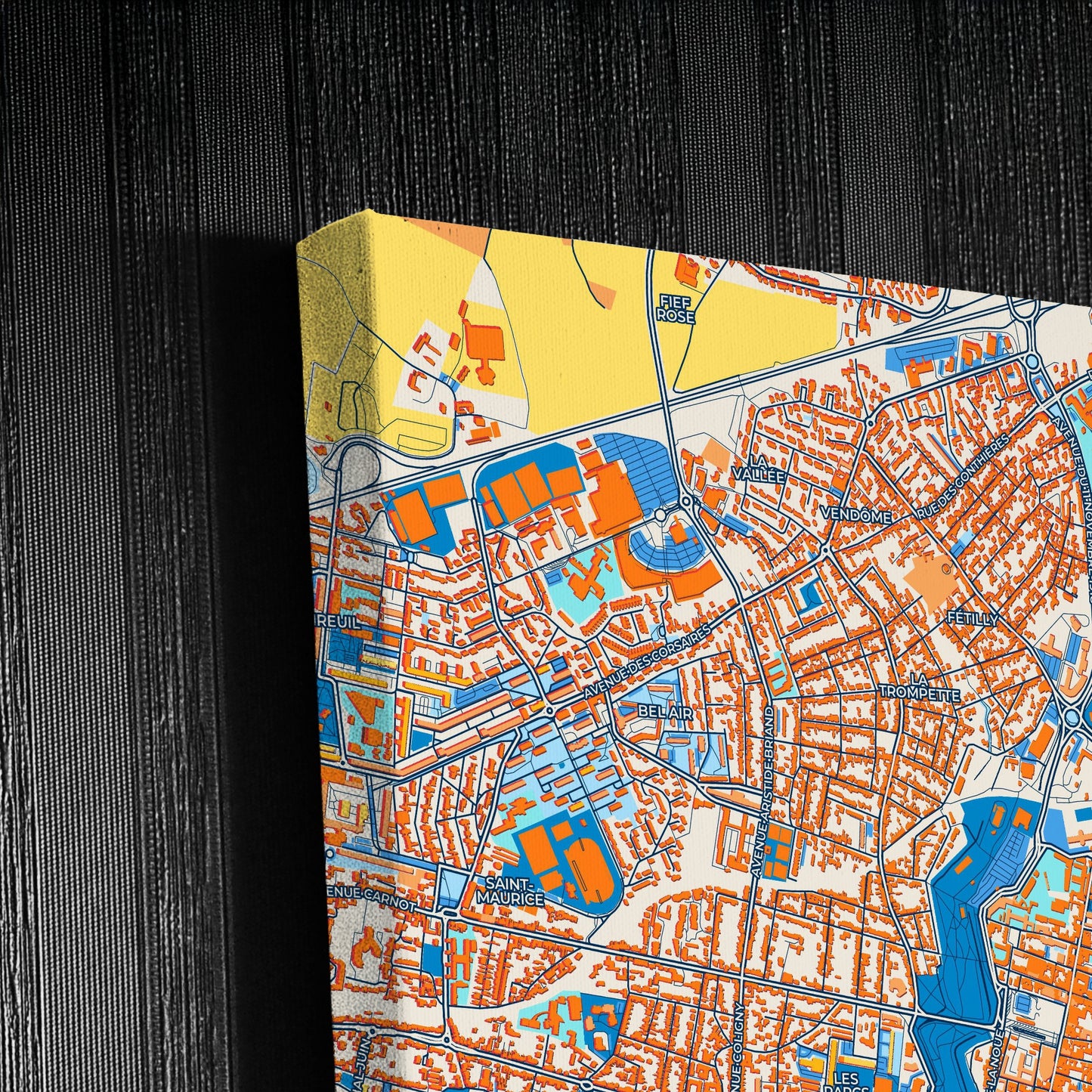La Rochelle France Colorful City Map Canvas Print Detail