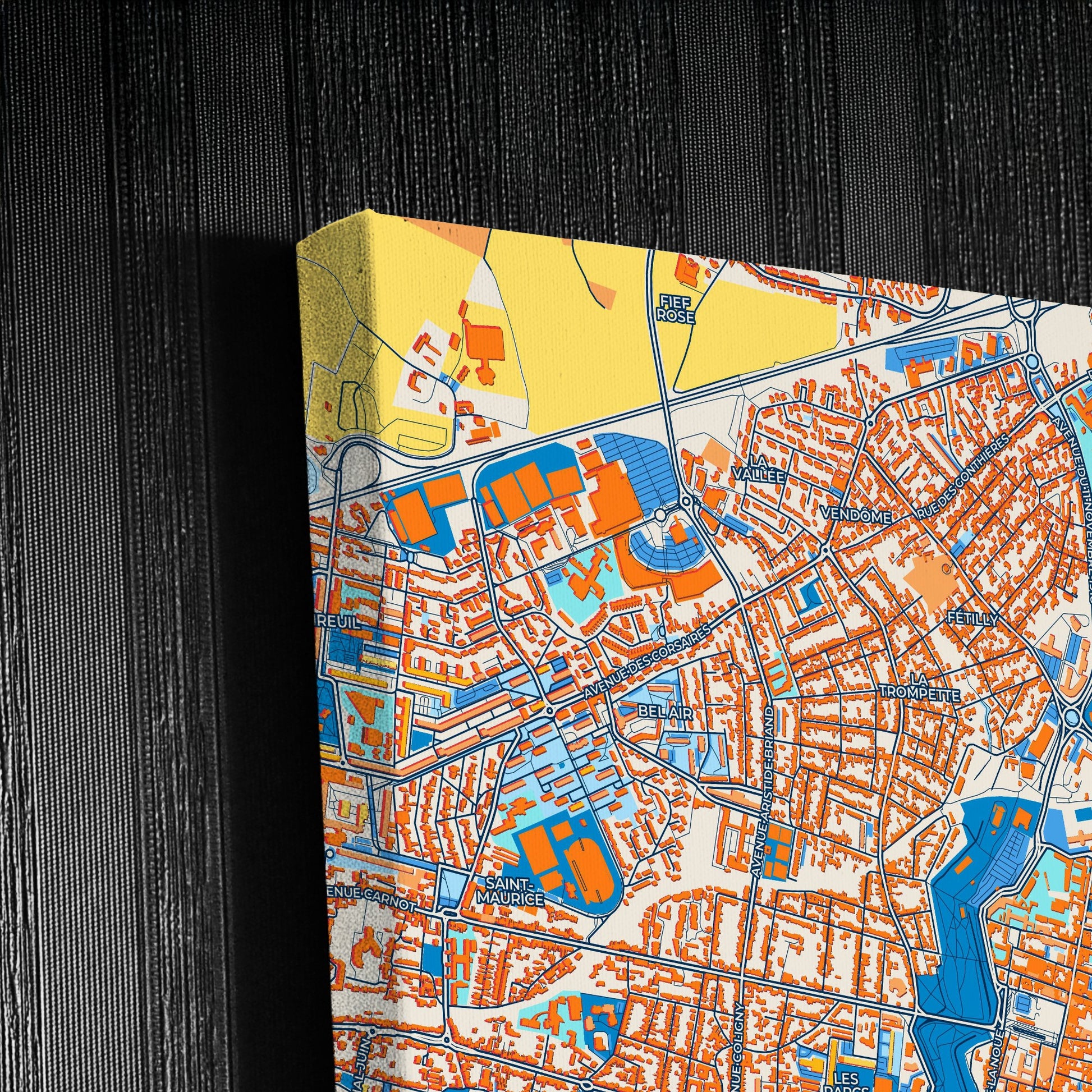 La Rochelle France Colorful City Map Canvas Print Detail