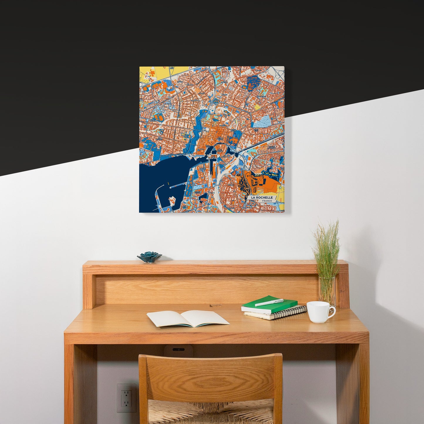 La Rochelle France Colorful City Map Canvas Print Scene