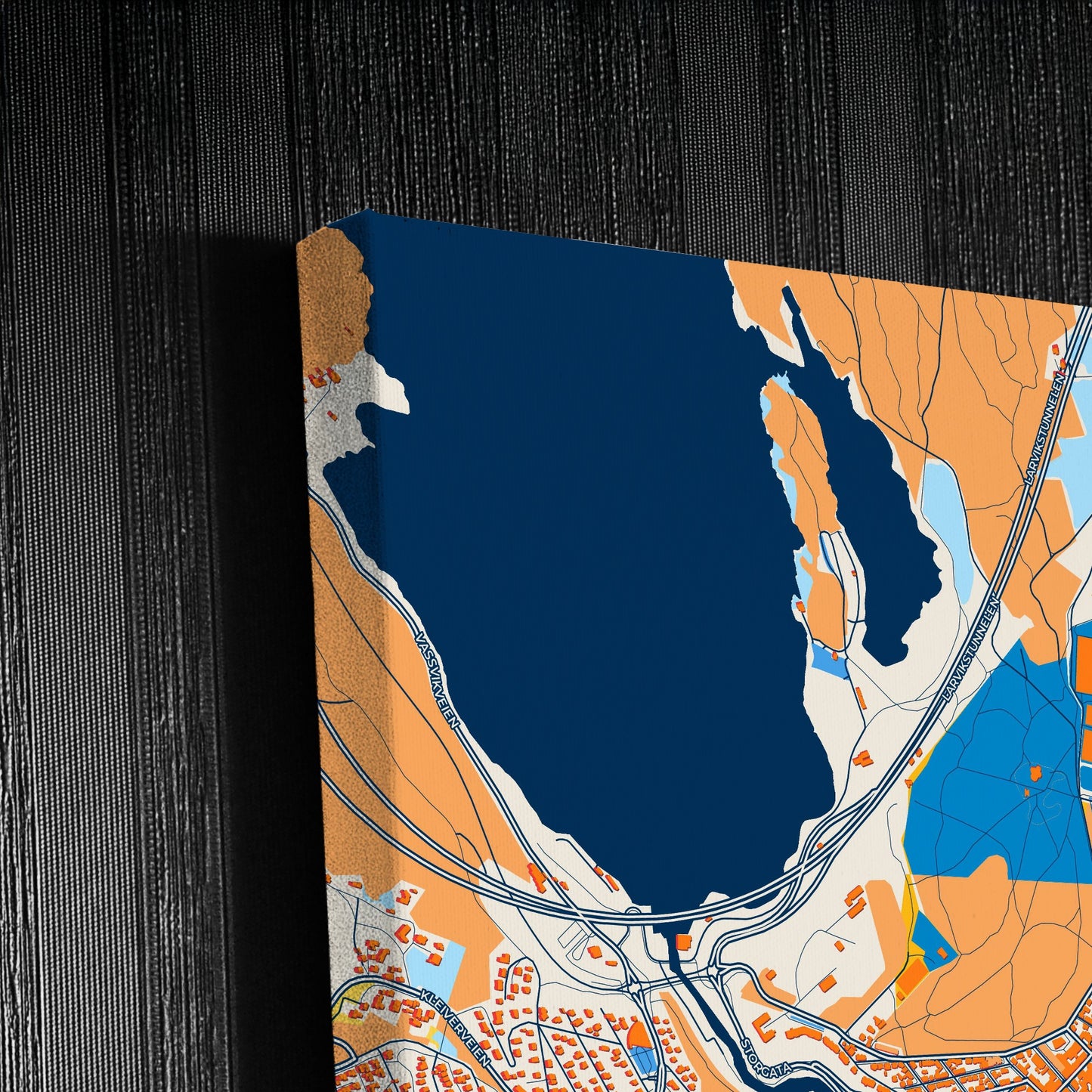 Larvik Norway Colorful City Map Canvas Print Detail