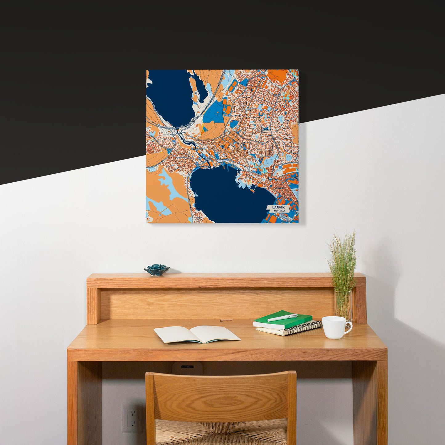 Larvik Norway Colorful City Map Canvas Print Scene