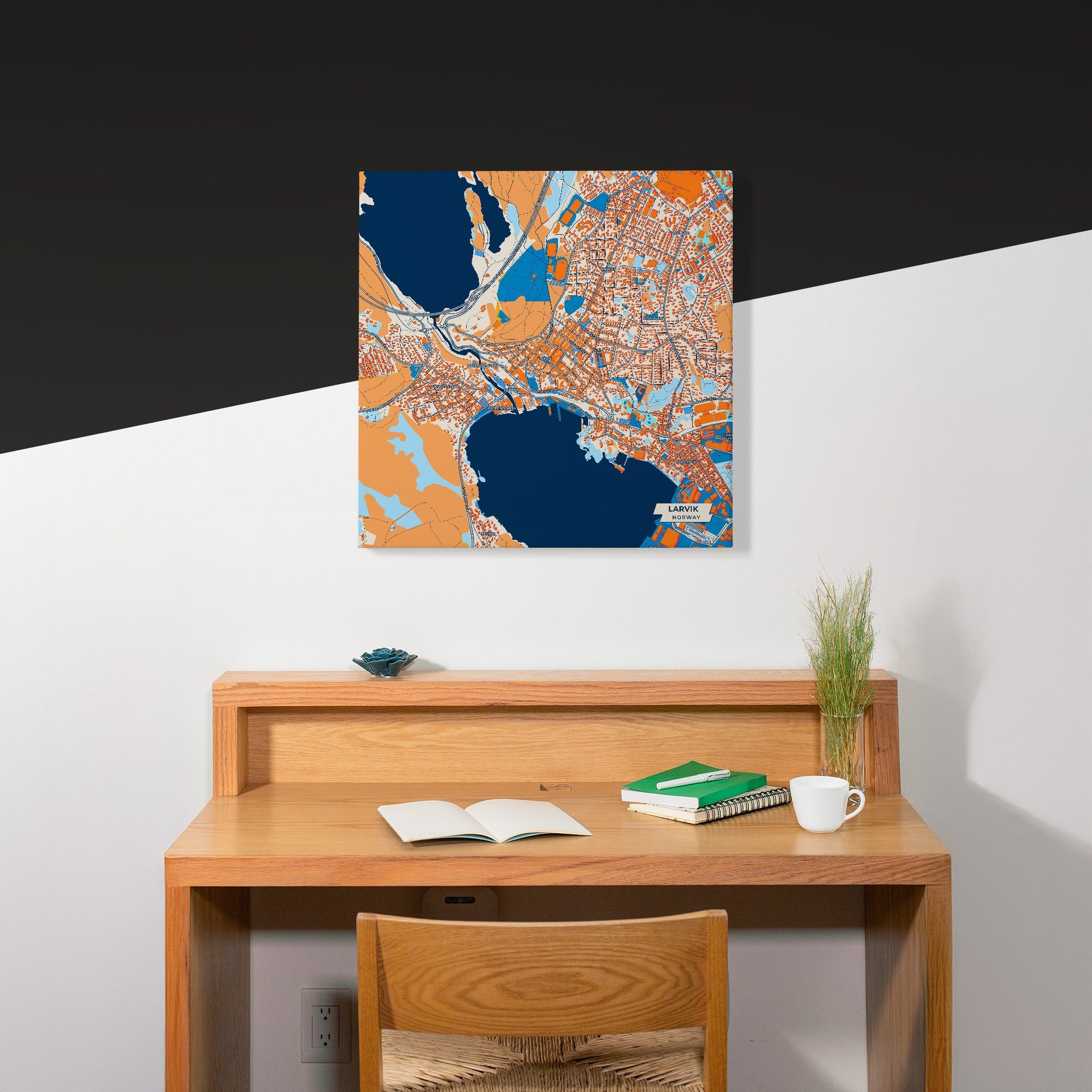Larvik Norway Colorful City Map Canvas Print Scene