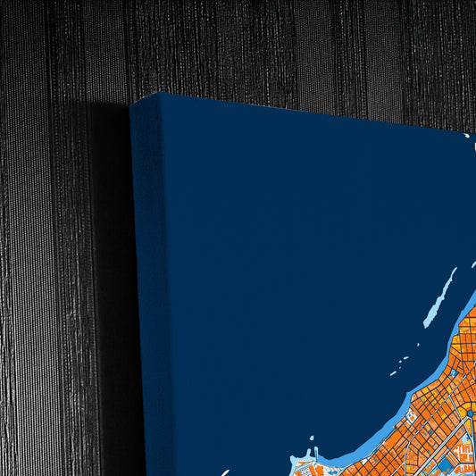 Las Palmas De Gran Canaria Spain Colorful City Map Canvas Print Detail