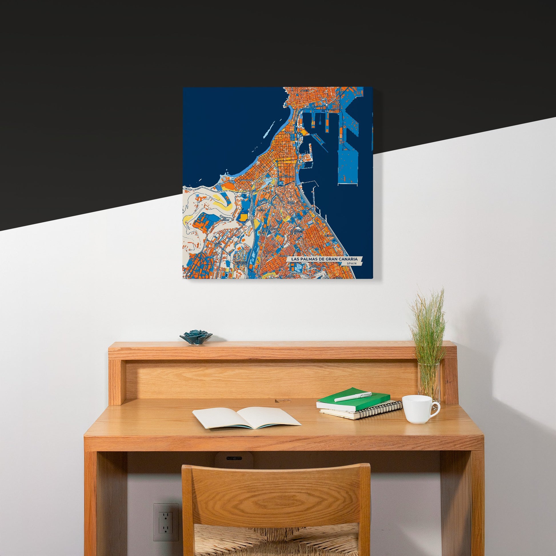 Las Palmas De Gran Canaria Spain Colorful City Map Canvas Print Scene