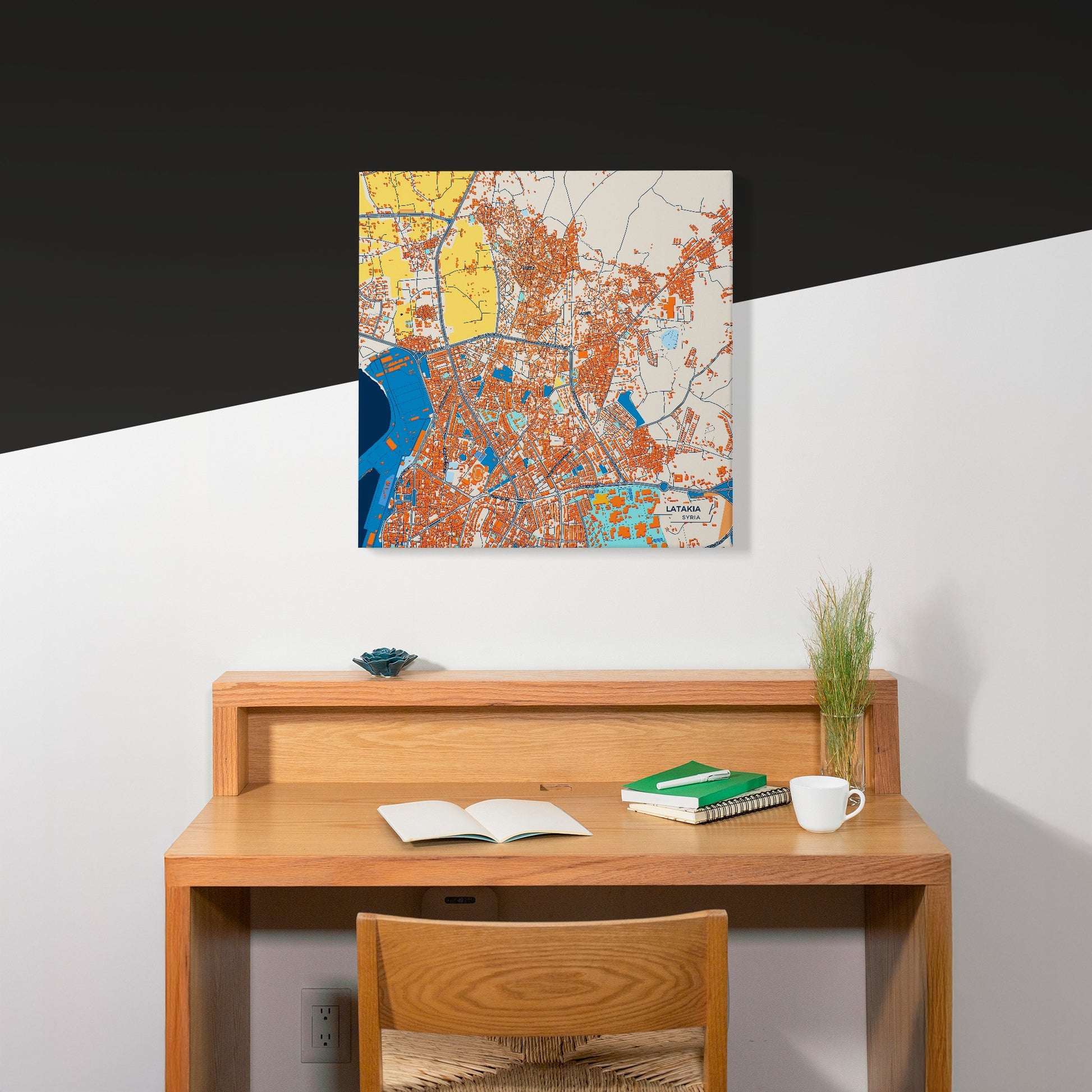 Latakia Syria Colorful City Map Canvas Print Scene