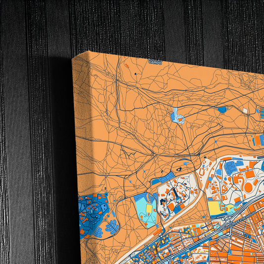 Latina Spain Colorful City Map Canvas Print Detail