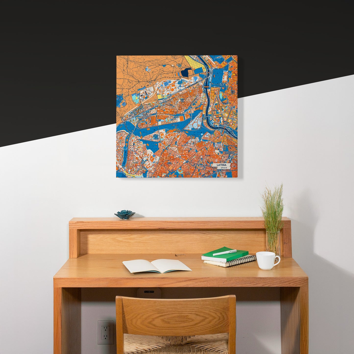 Latina Spain Colorful City Map Canvas Print Scene