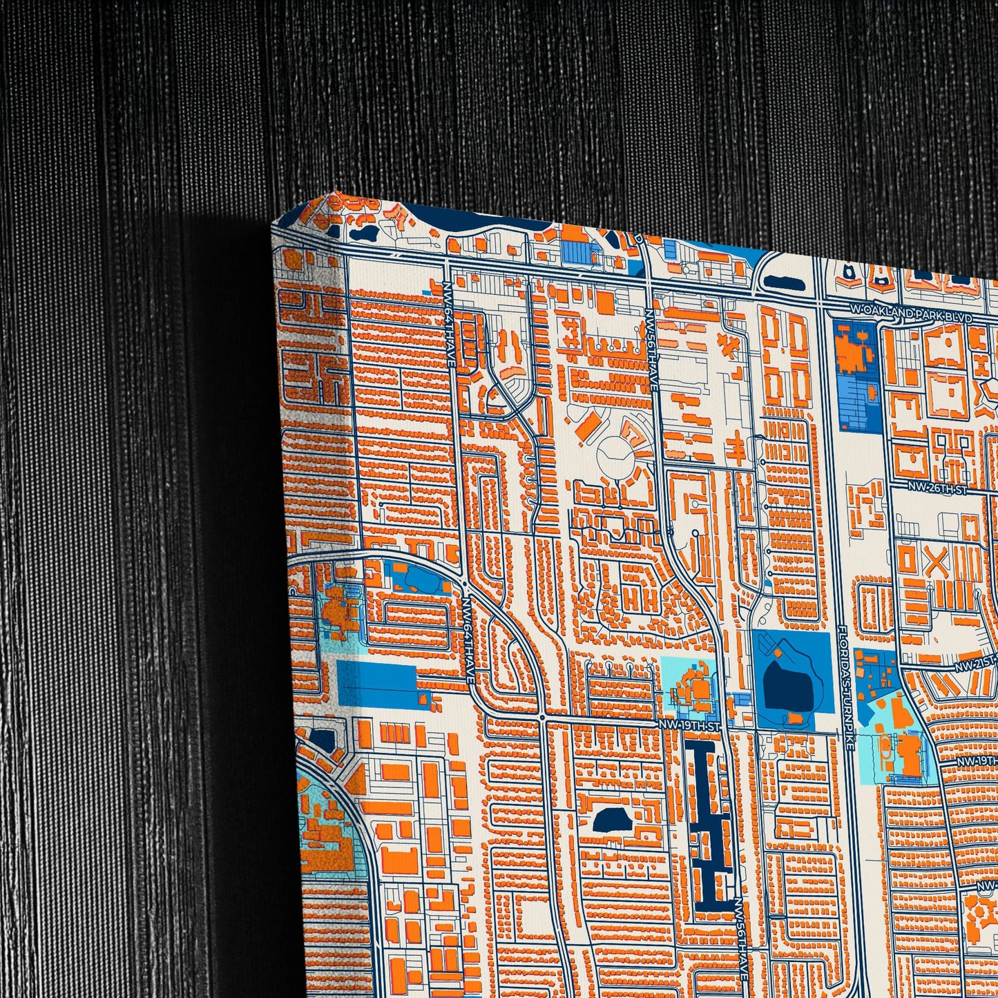 Lauderhill Florida Colorful City Map Canvas Print Detail
