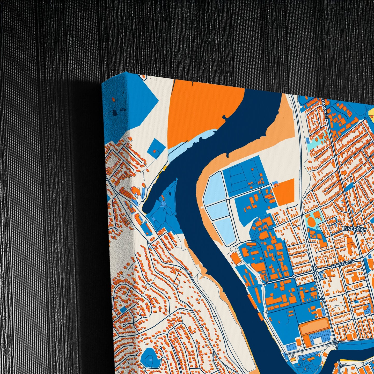 Launceston Australia Colorful City Map Canvas Print Detail