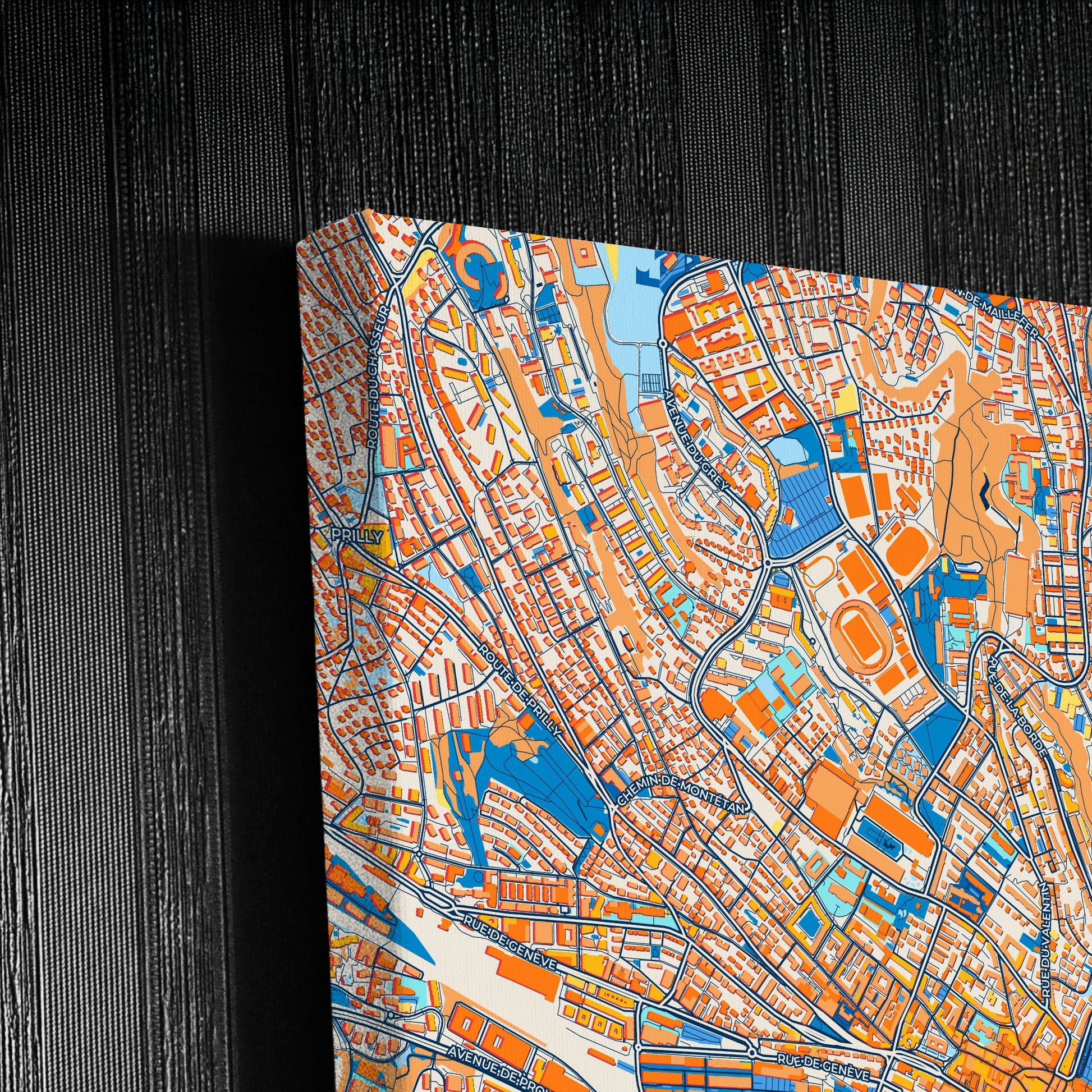 Lausanne Switzerland Colorful City Map Canvas Print Detail
