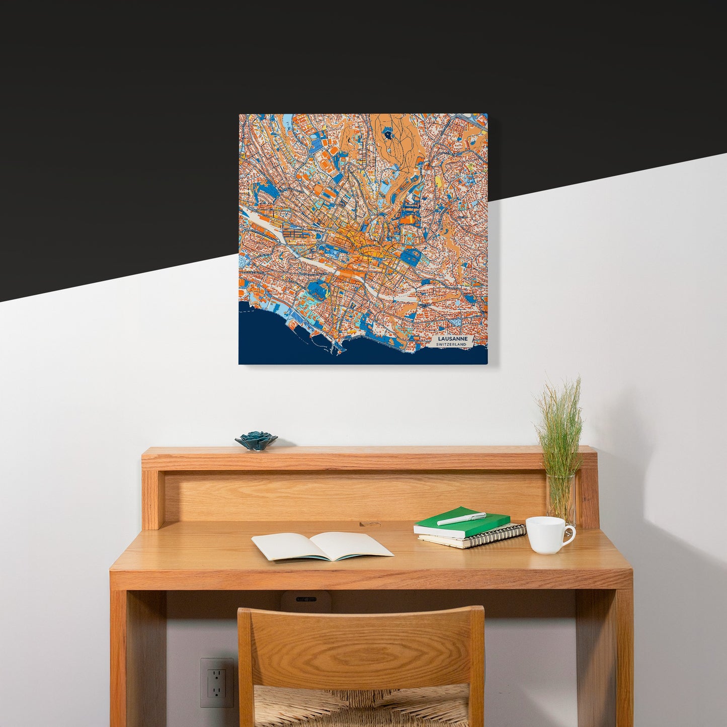Lausanne Switzerland Colorful City Map Canvas Print Scene