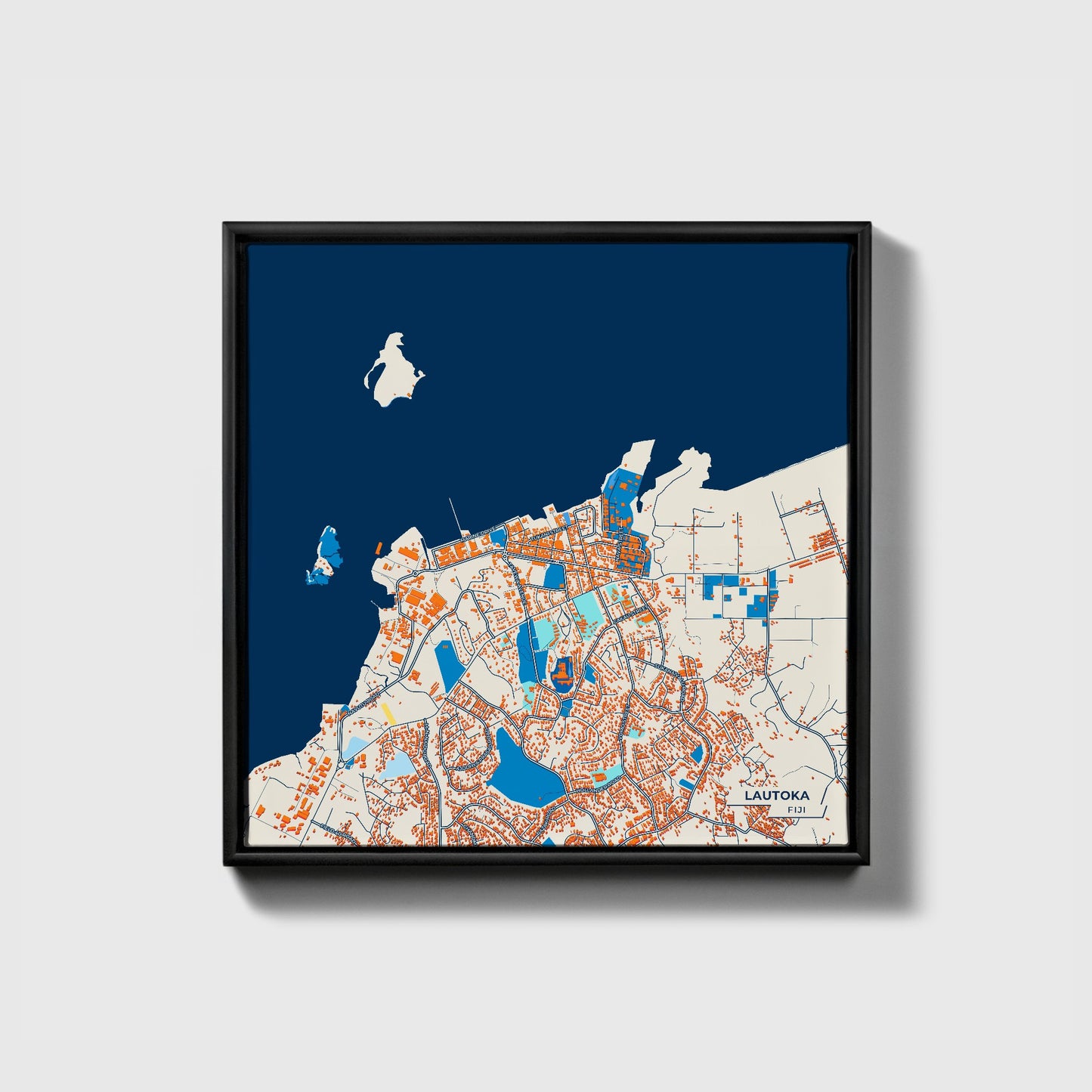 Lautoka Fiji Colorful City Map Canvas Print • Black Framed