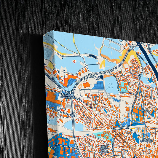 Laval France Colorful City Map Canvas Print Detail