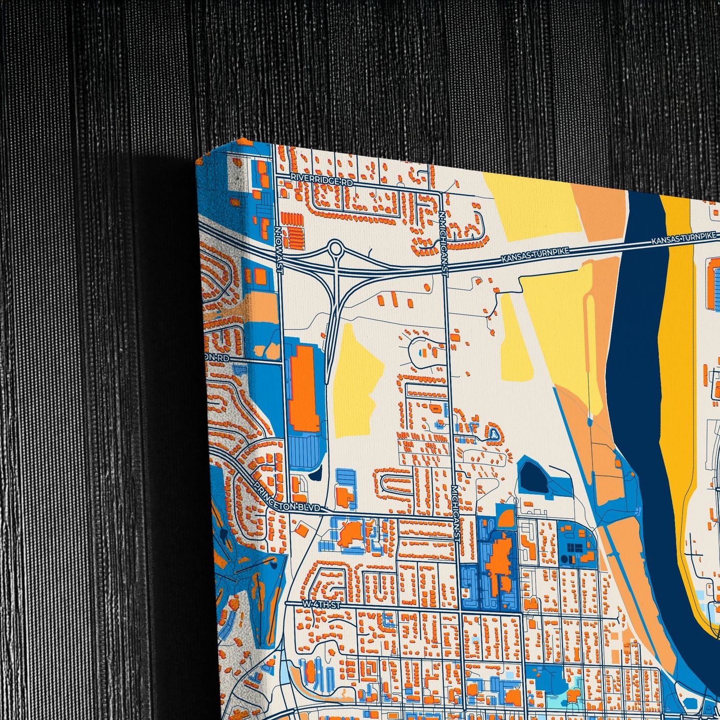 Lawrence Kansas Colorful City Map Canvas Print Detail
