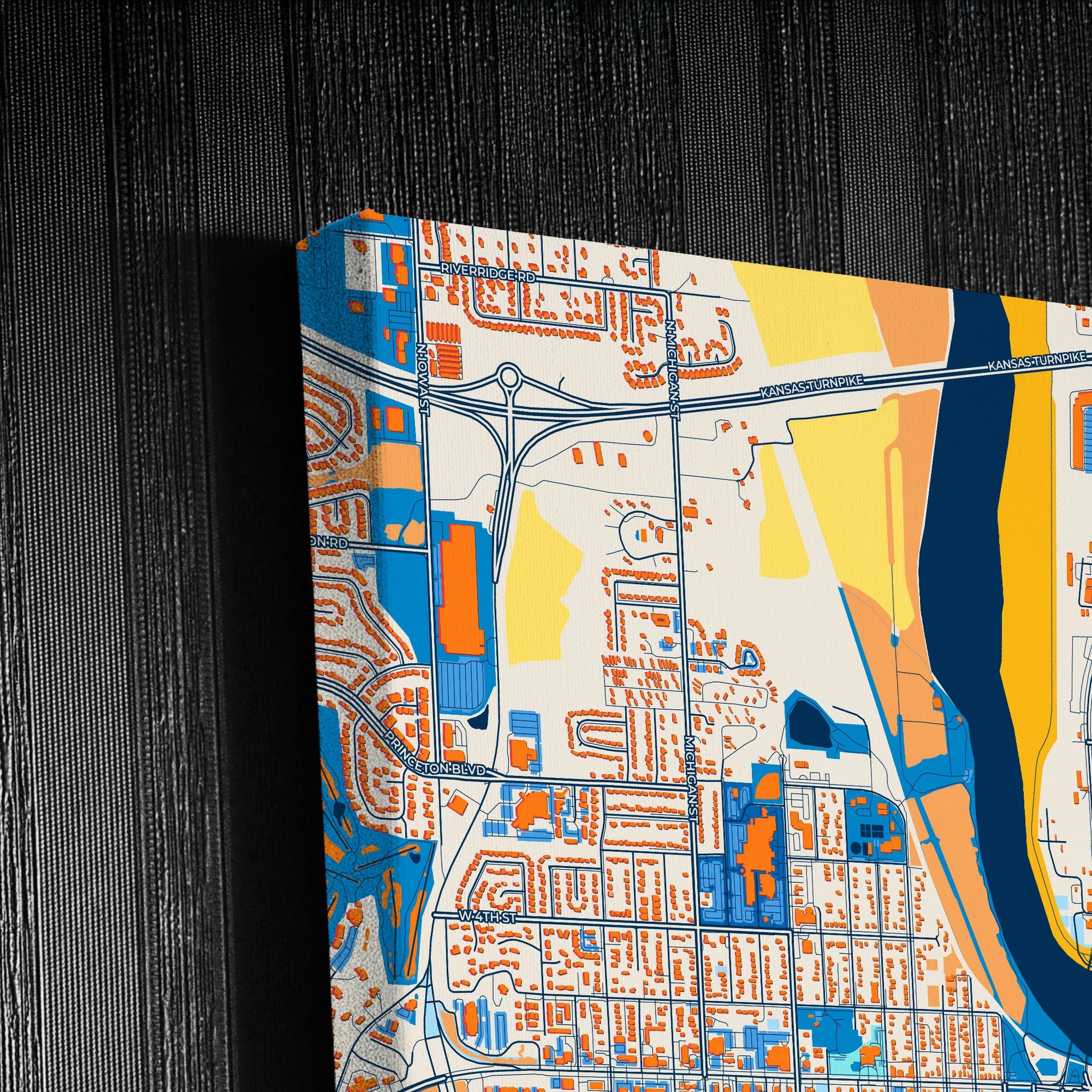 Lawrence Kansas Colorful City Map Canvas Print Detail